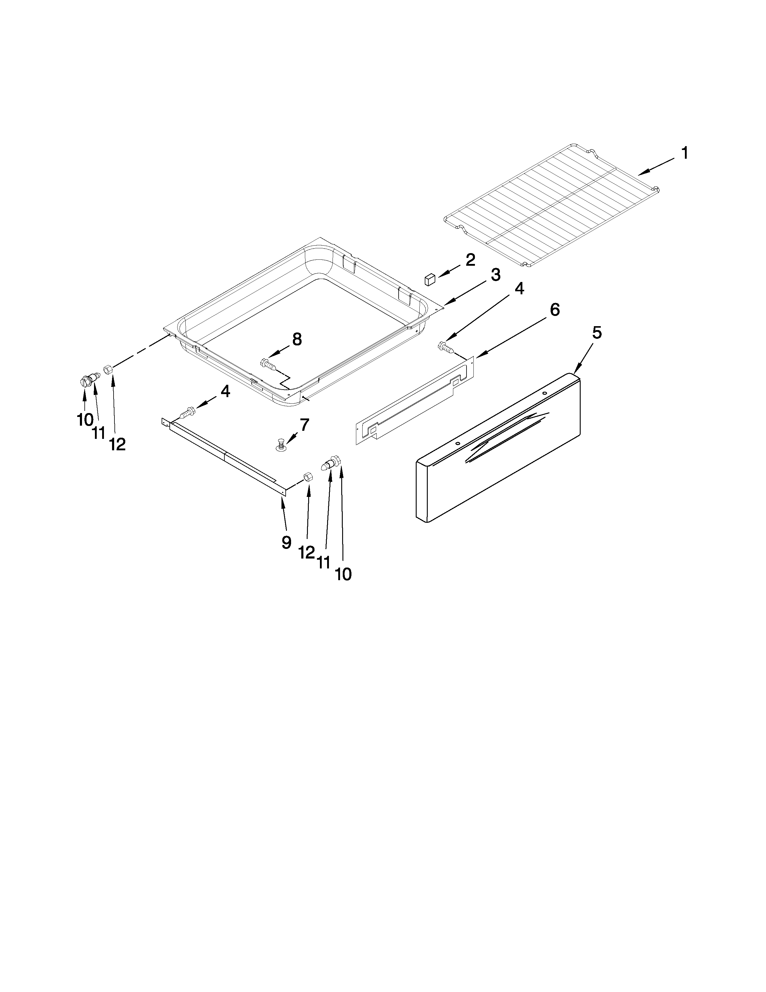 Jenn-Air JGR8875RDS1 drawer and rack parts diagram