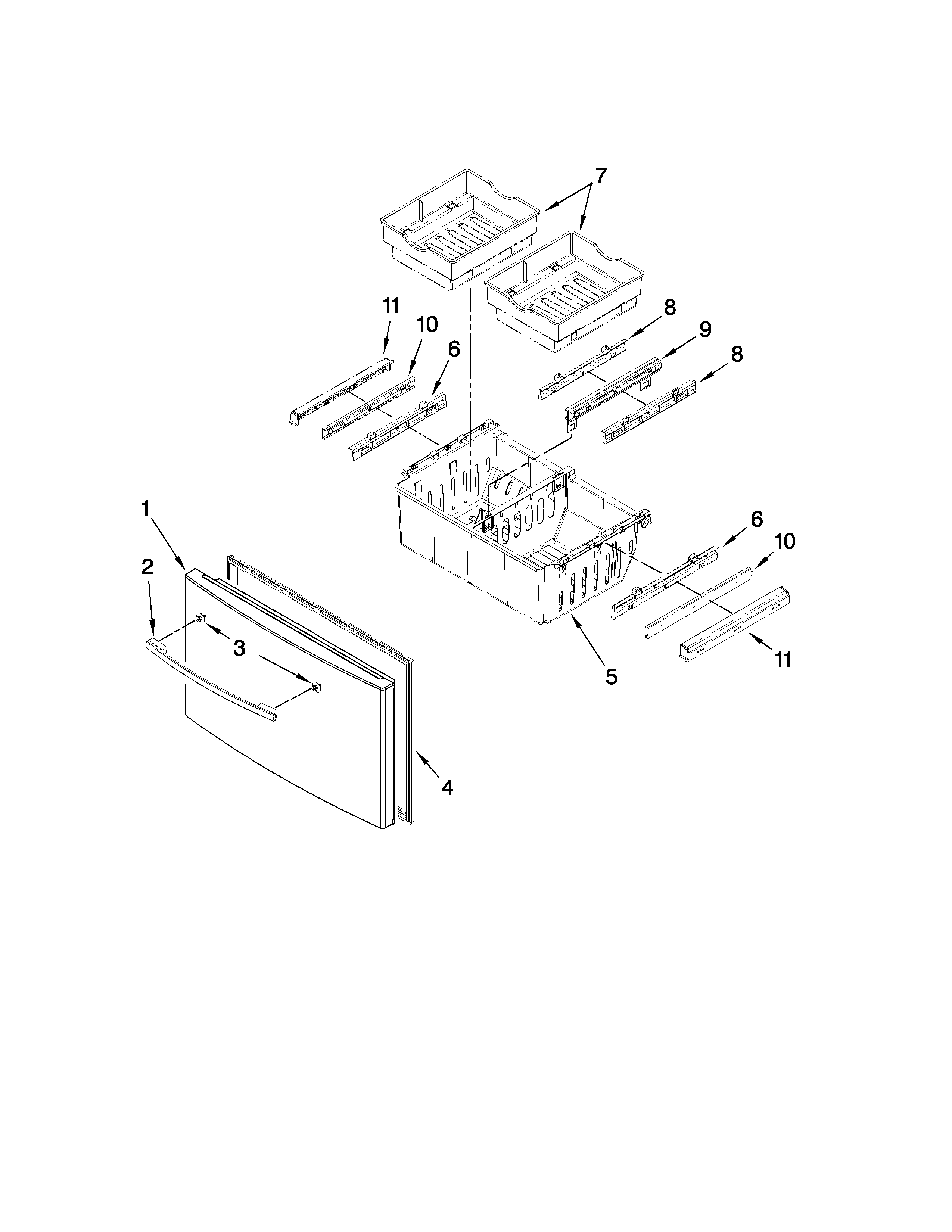 Whirlpool GI0FSAXVQ01 freezer door parts diagram