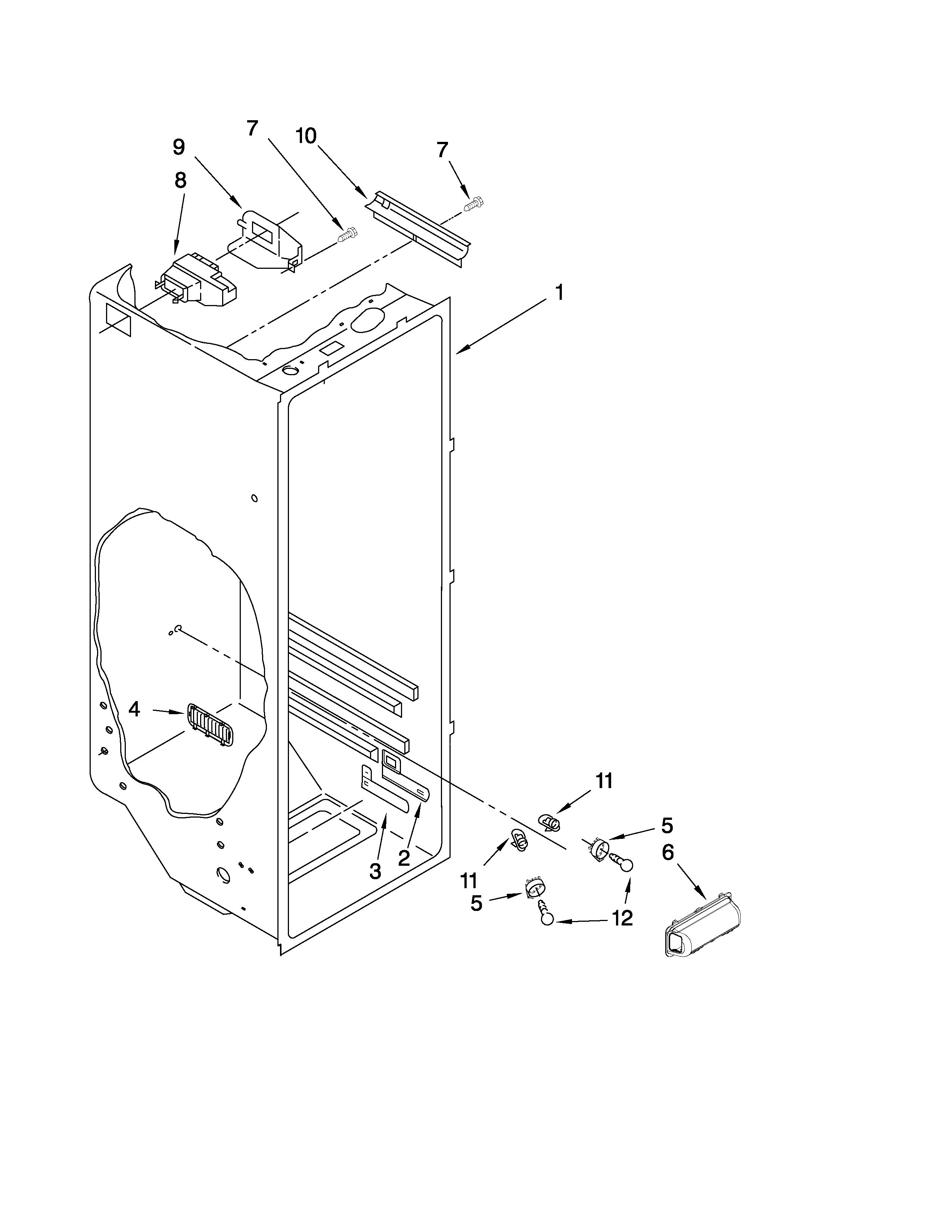 Whirlpool 8ED2FHKXVT01 refrigerator liner parts diagram
