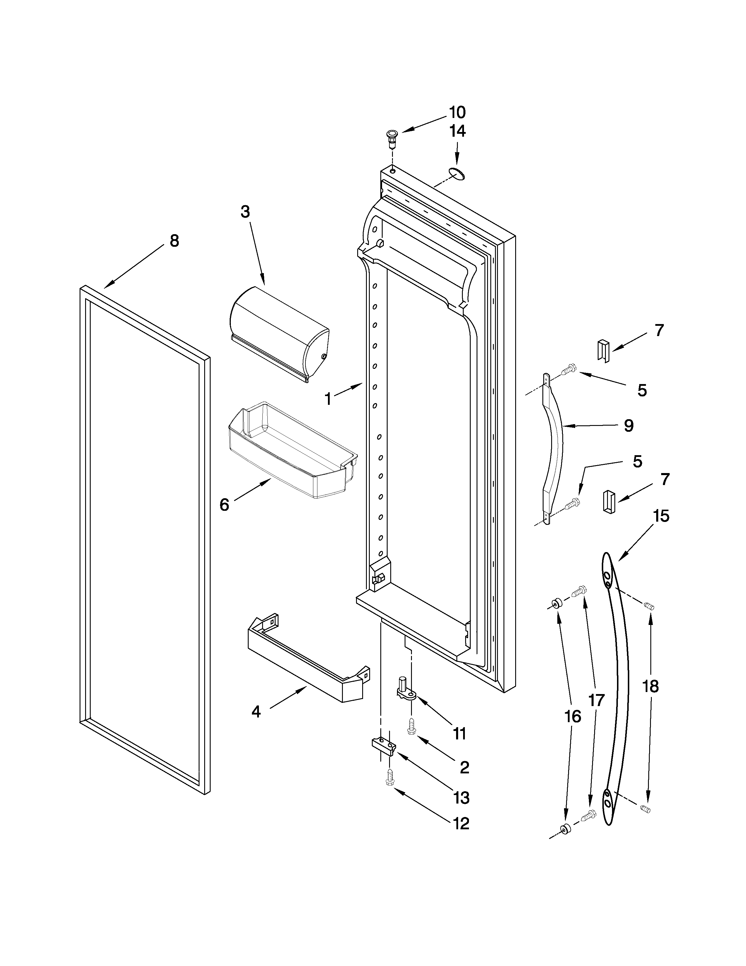 Whirlpool 8ED2FHKXVT01 refrigerator door parts diagram