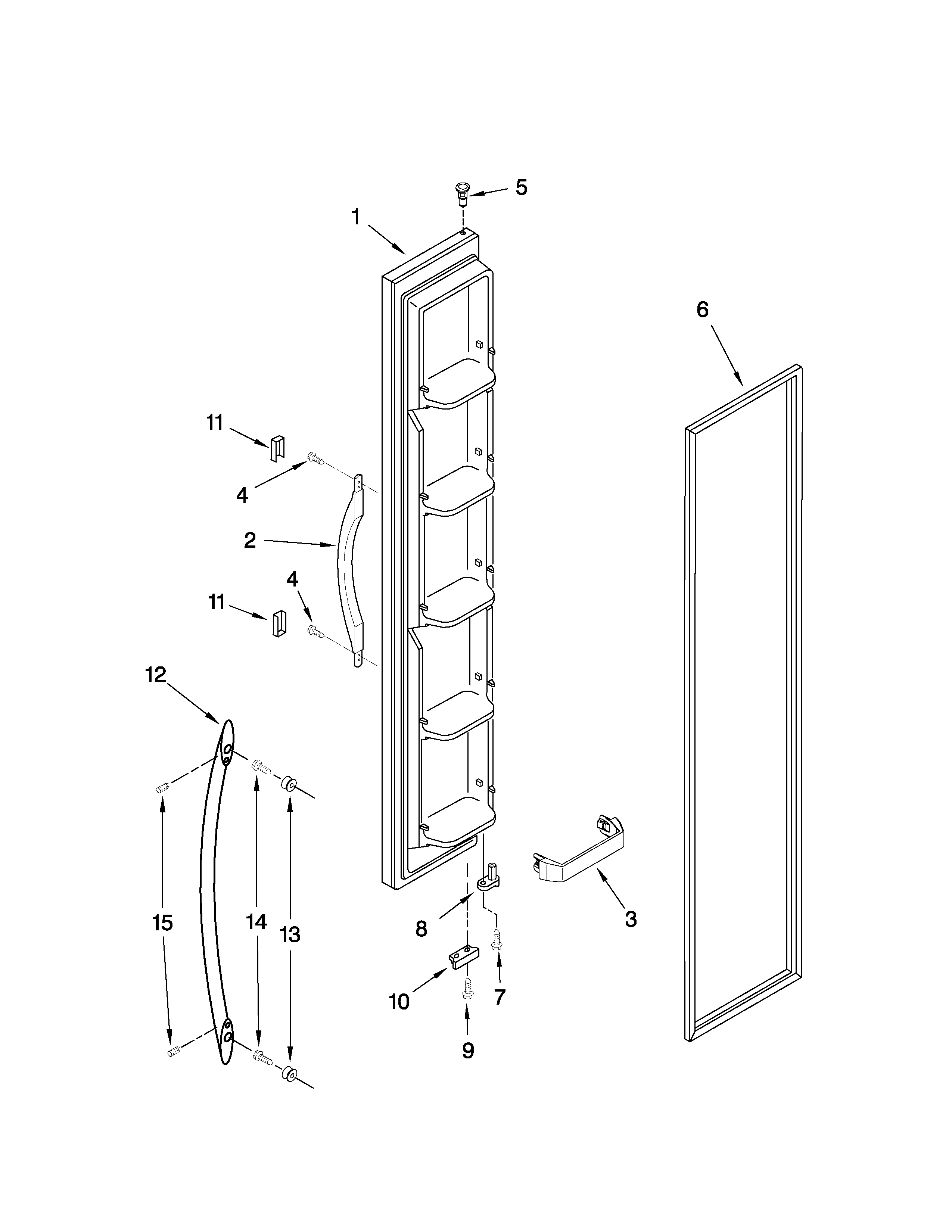 Whirlpool 8ED2FHKXVT01 freezer door parts diagram
