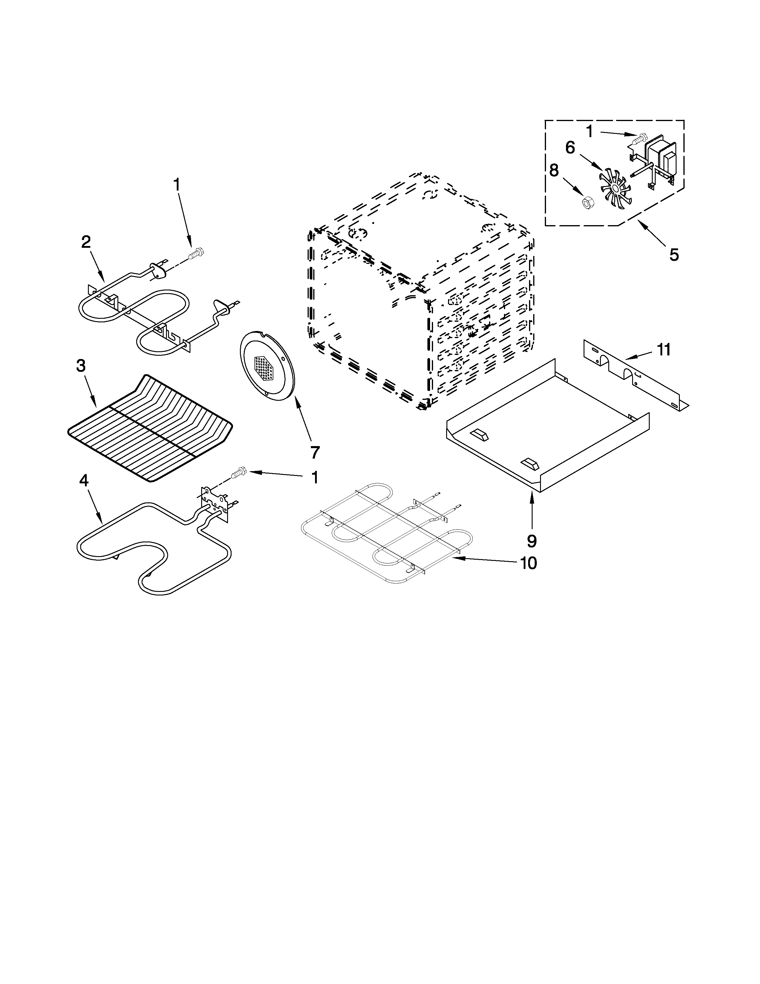 Whirlpool GBS279PVQ02 internal oven parts diagram