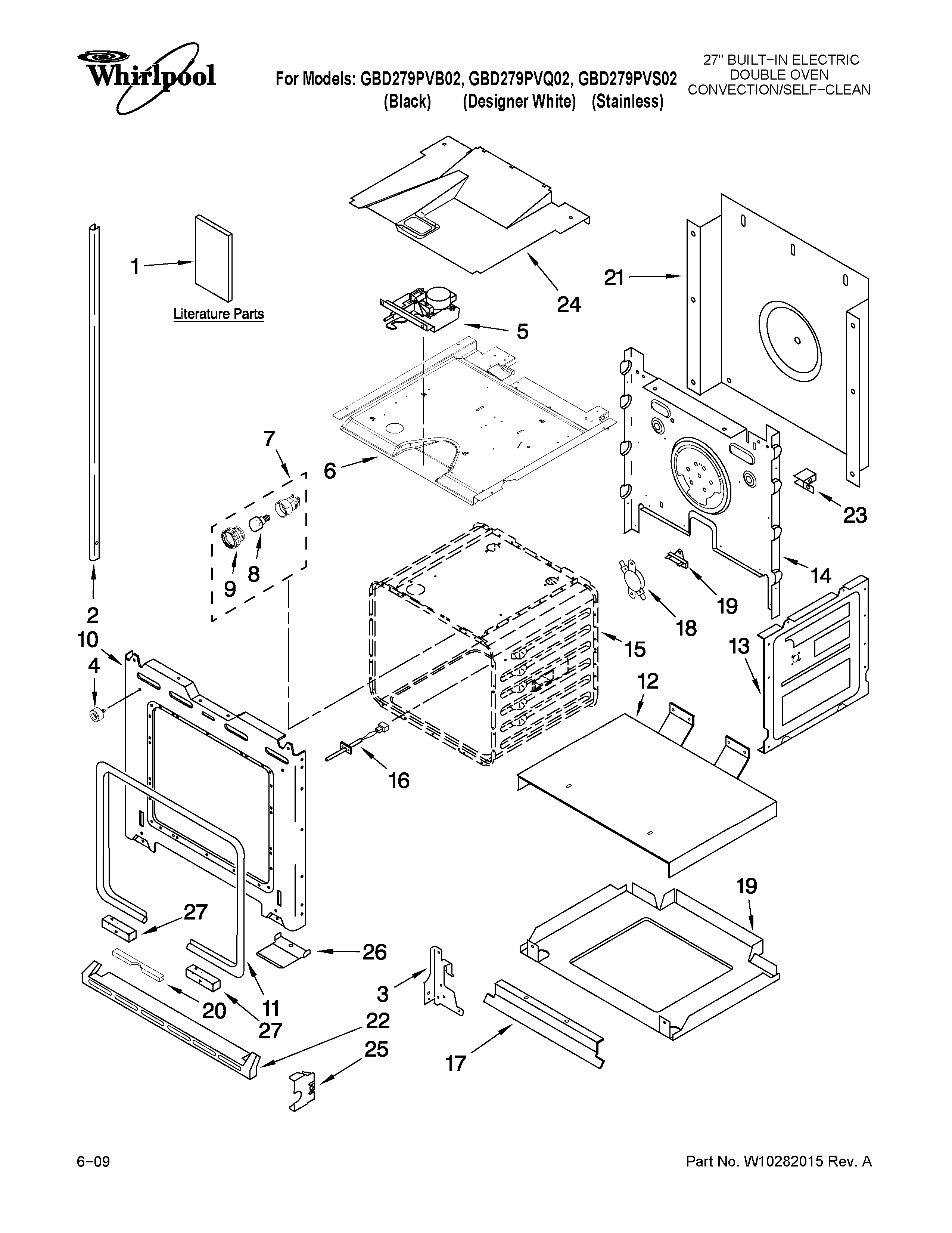 Whirlpool GBD279PVS02 lower oven parts diagram