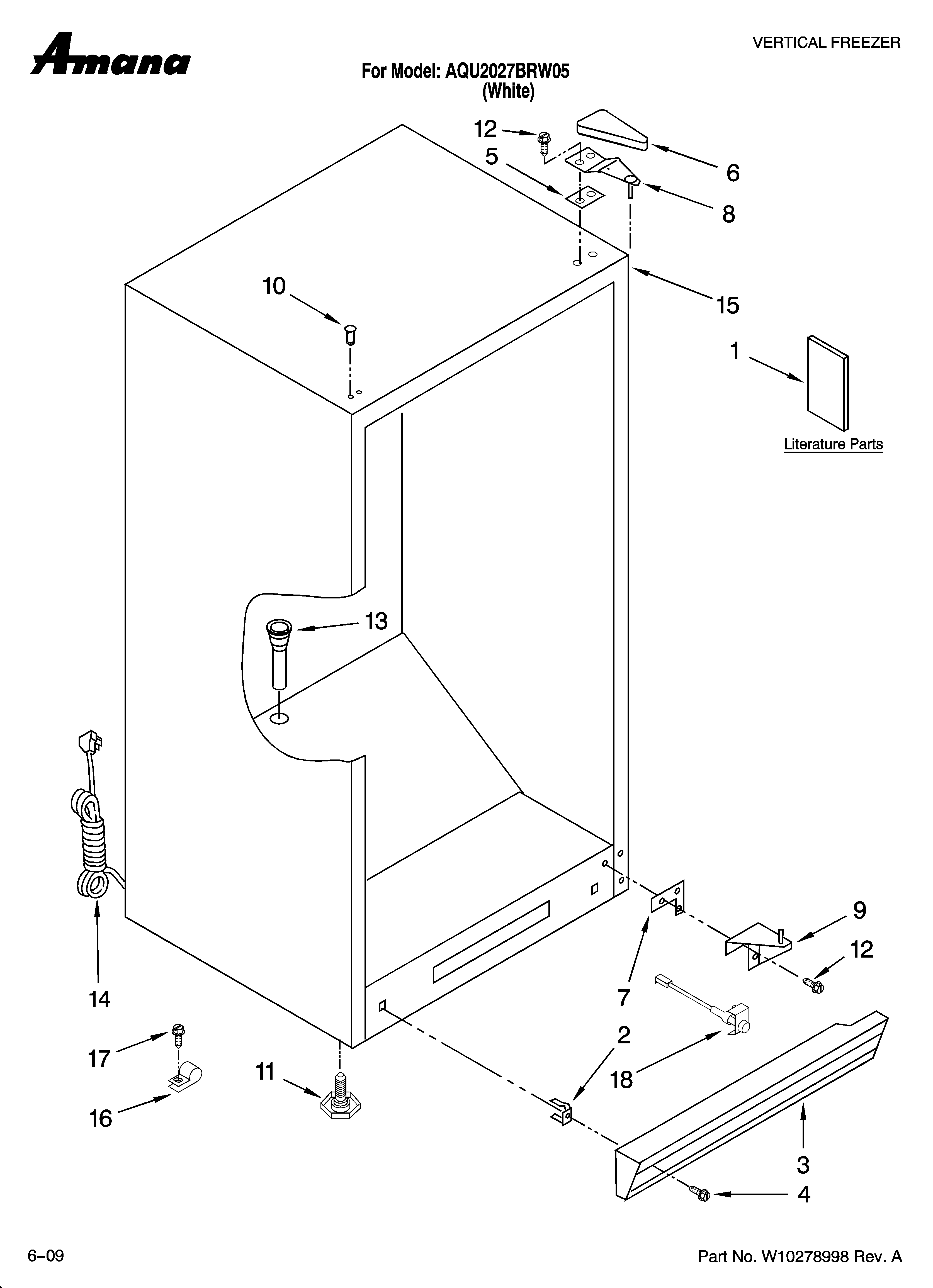 Amana AQU2027BRW05 cabinet parts diagram