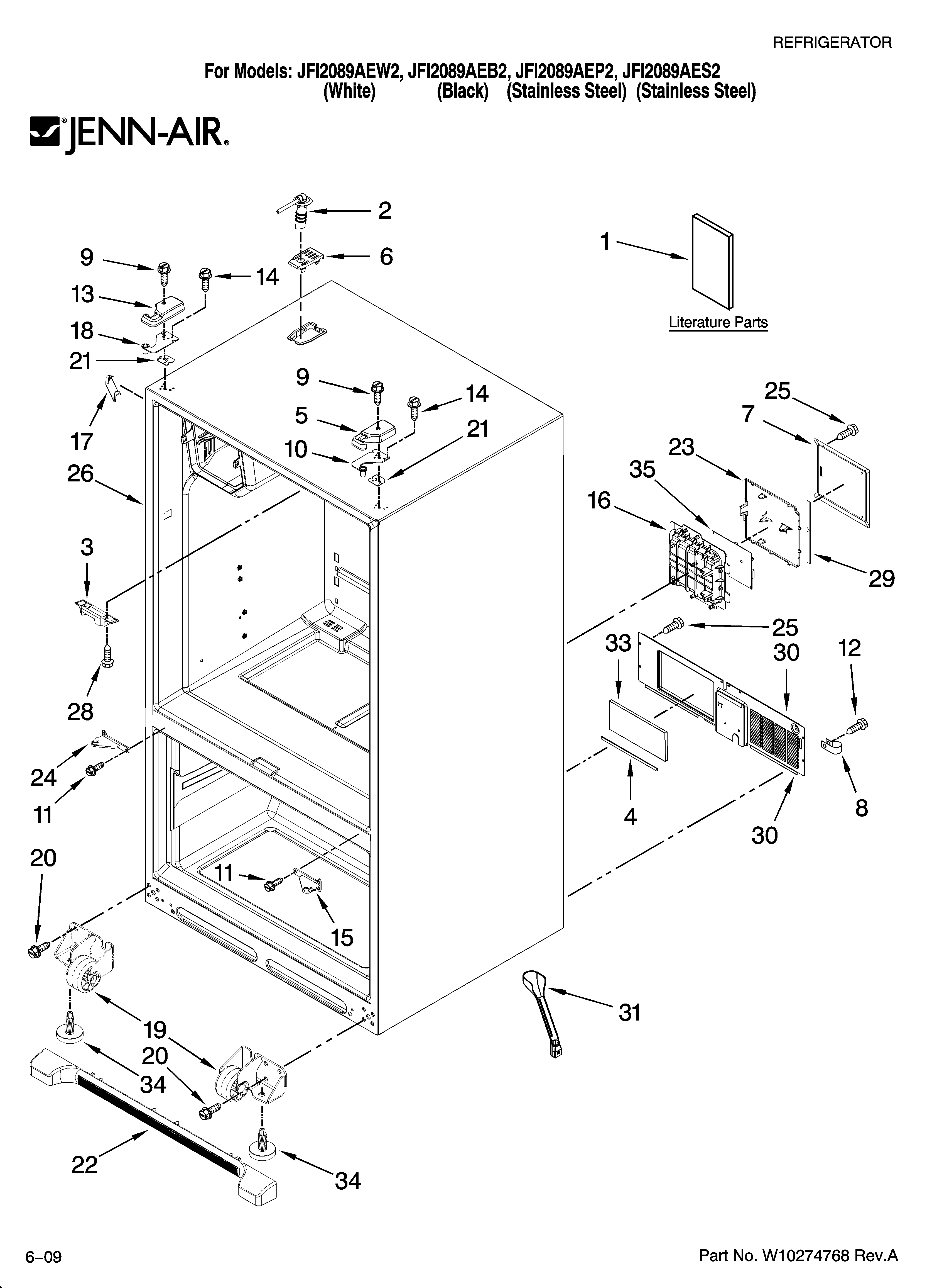 Jenn-Air JFI2089AEB2 cabinet parts diagram