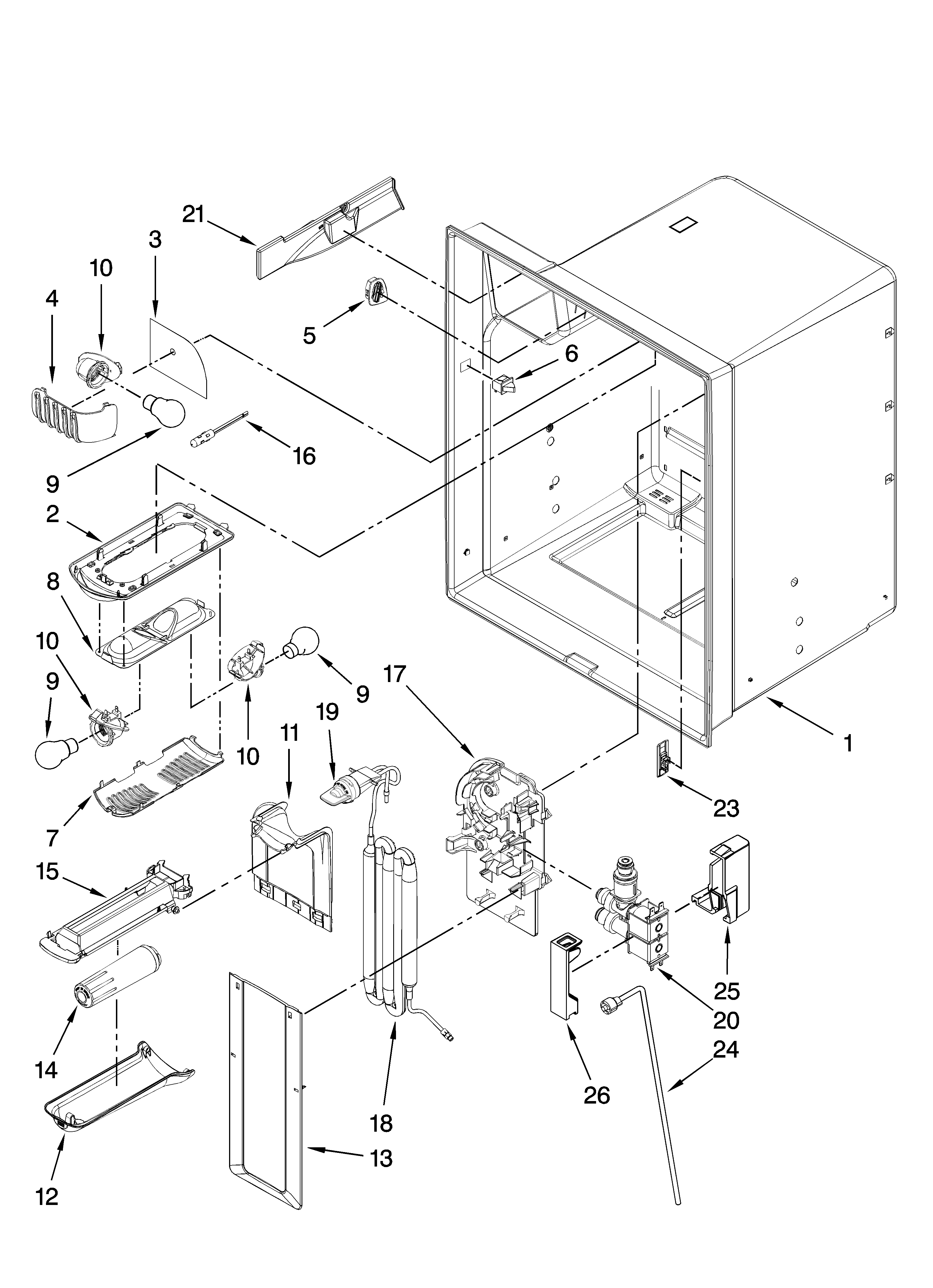 Jenn-Air JFI2089AEB2 refrigerator liner parts diagram