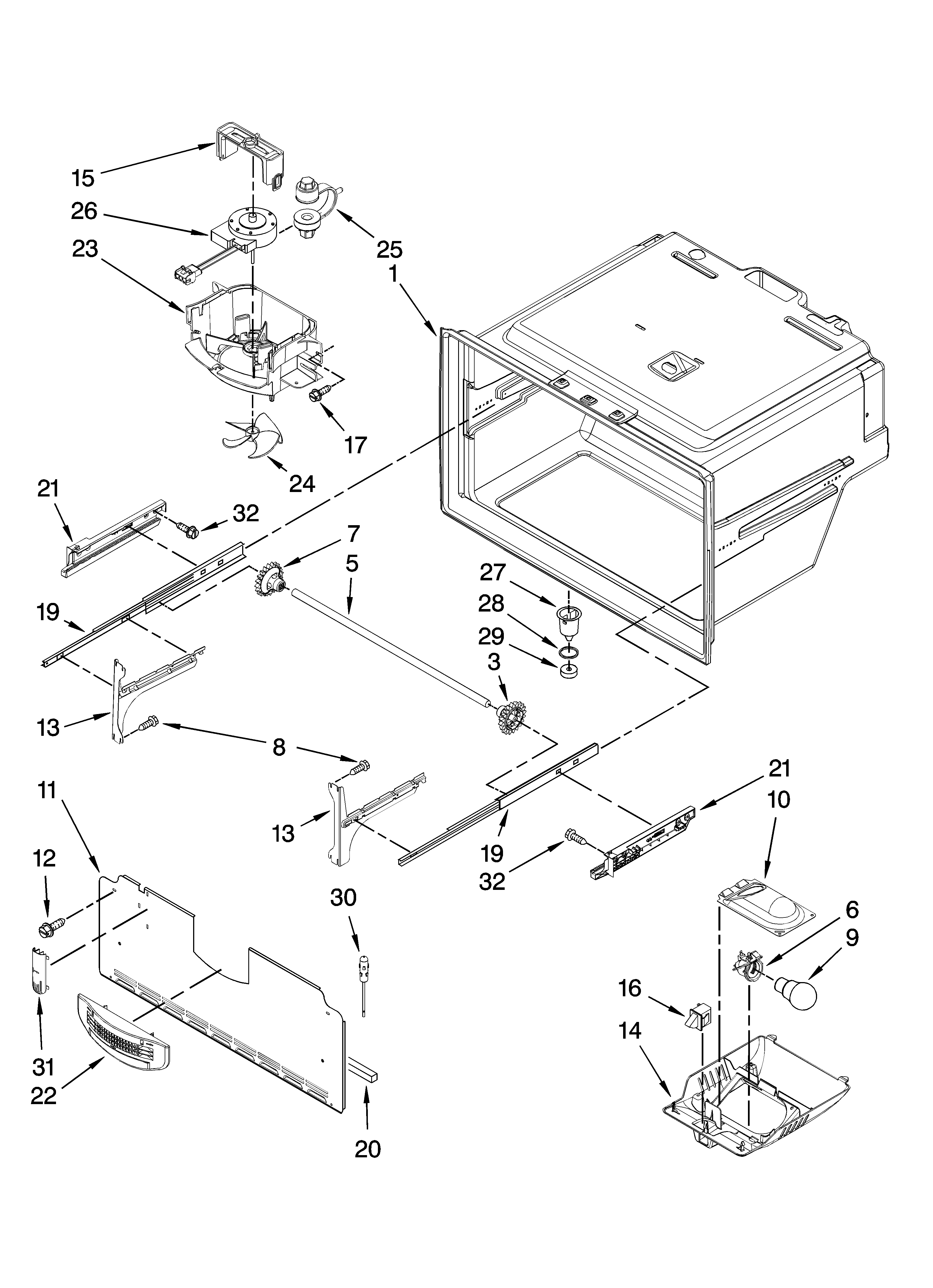 Jenn-Air JFI2089AEB2 freezer liner parts diagram