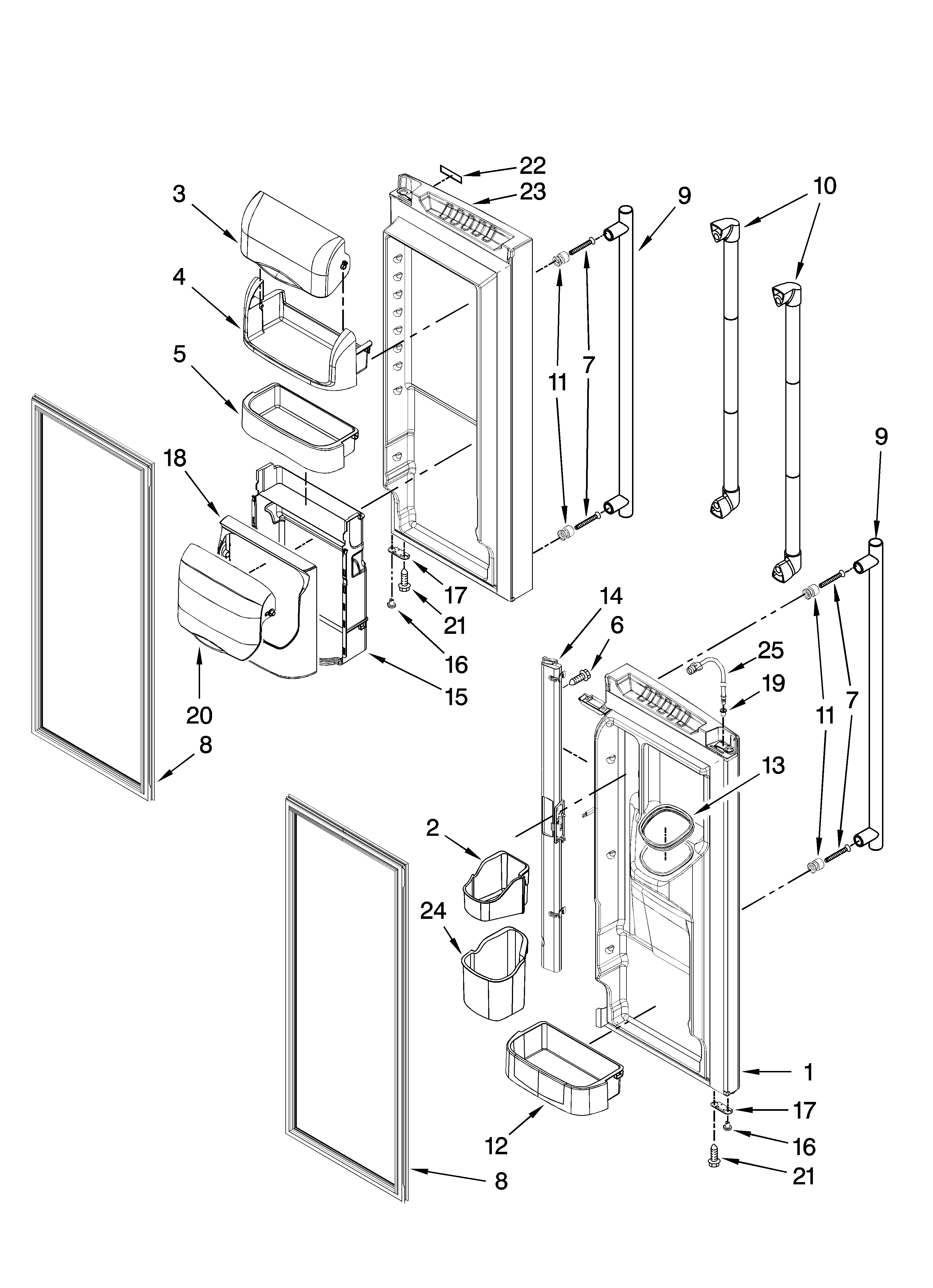 Jenn-Air JFI2089AEB2 refrigerator door parts diagram