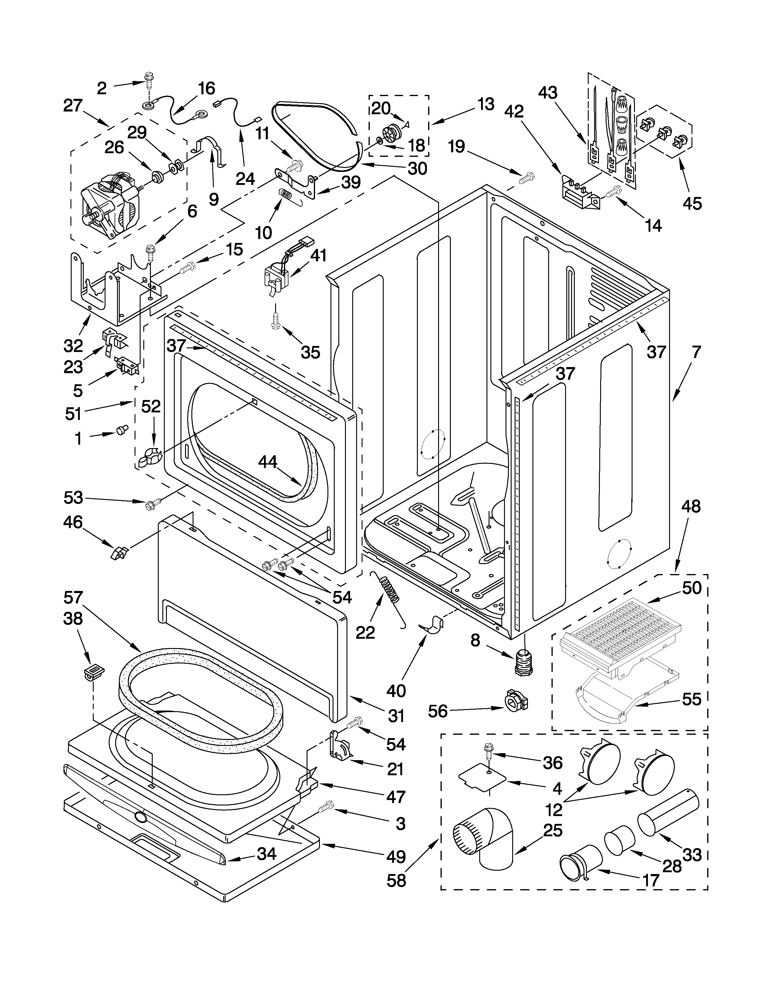 Whirlpool 3RLEC8600SL2 cabinet parts diagram