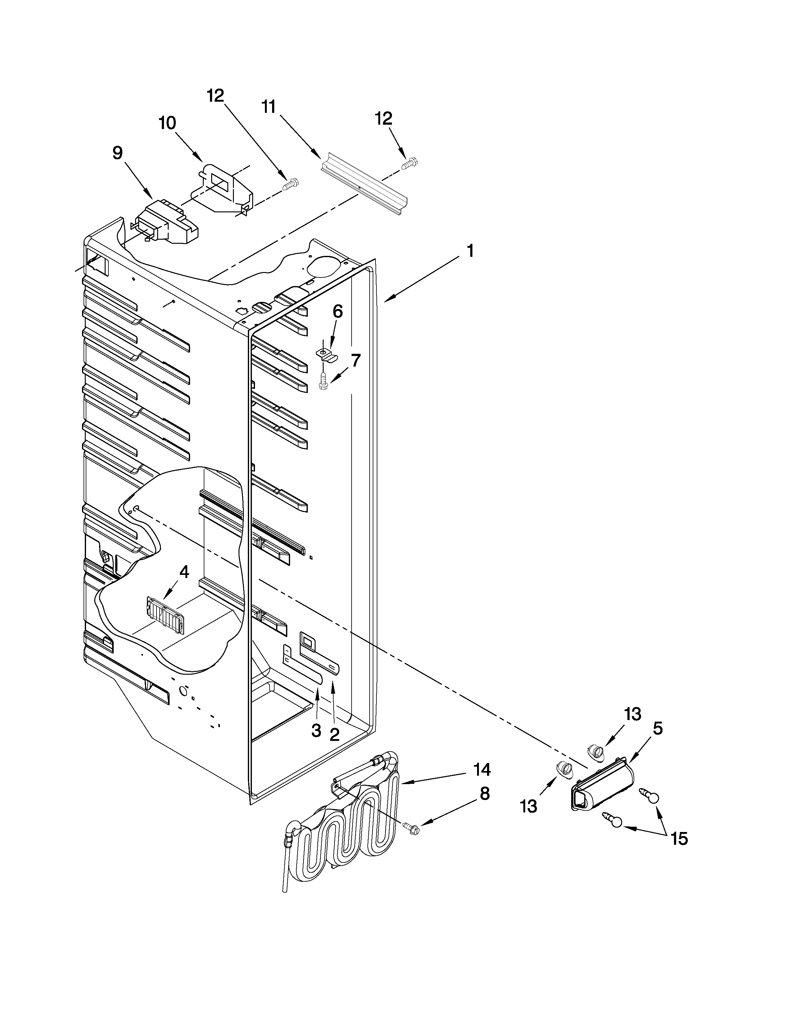 Whirlpool ED5CHQXVT02 refrigerator liner parts diagram