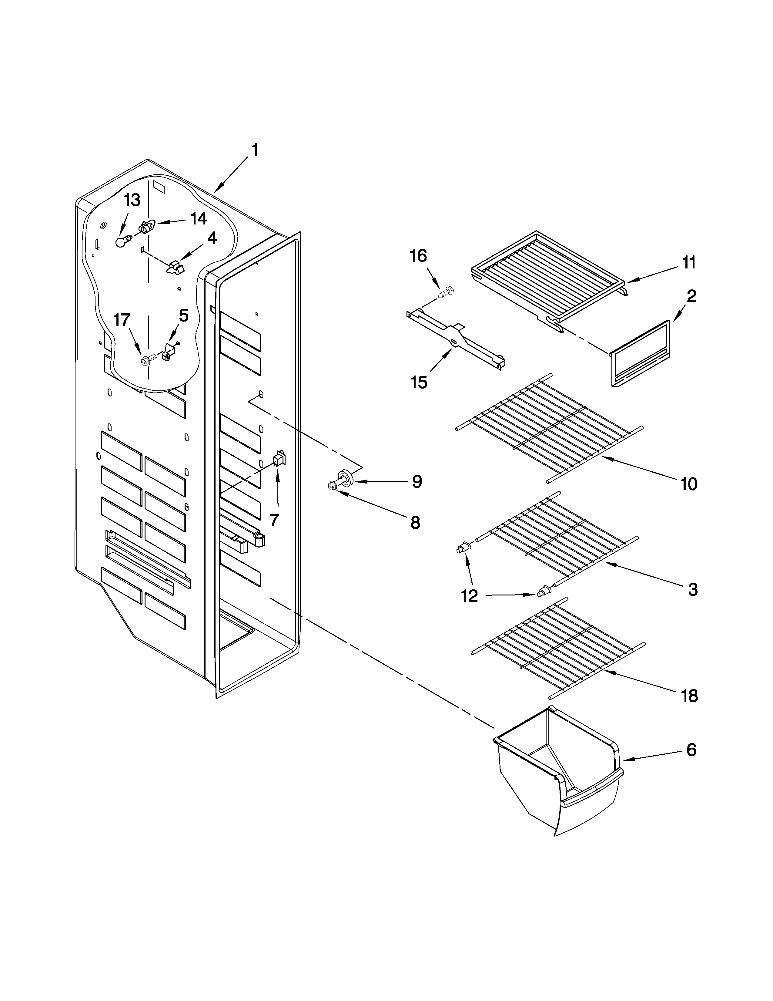 Whirlpool ED5CHQXVT02 freezer liner parts diagram