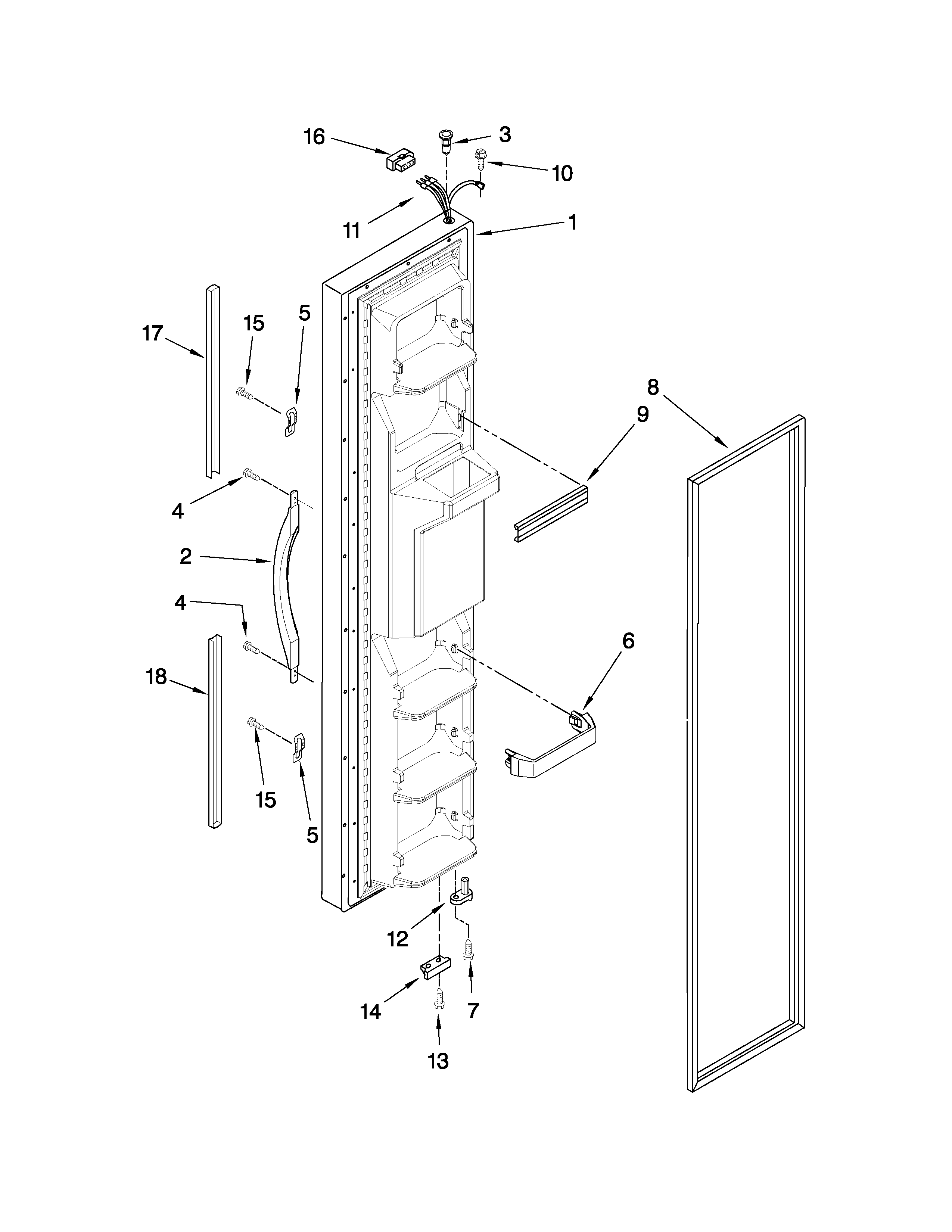 Whirlpool ED5CHQXVT02 freezer door parts diagram