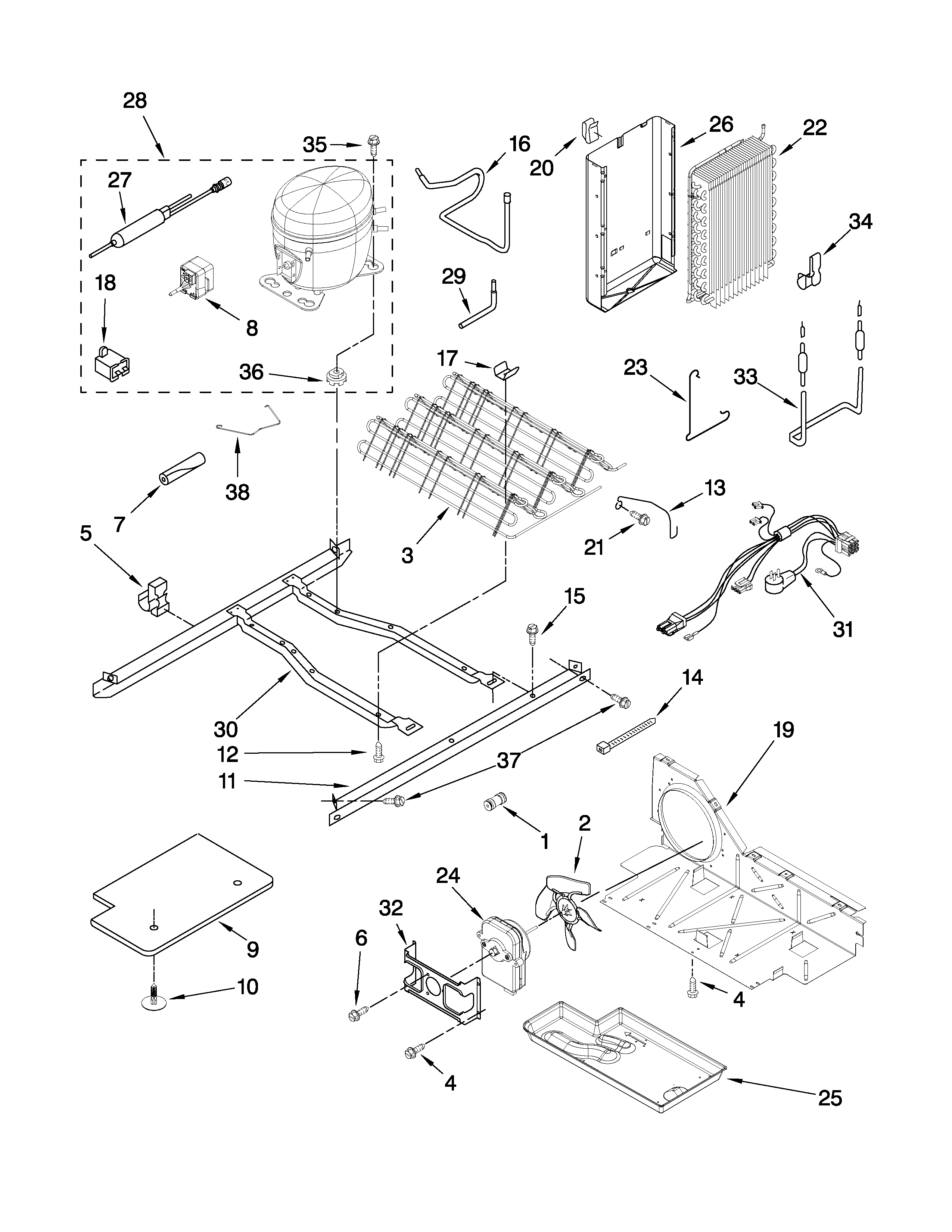 Whirlpool ED5CHQXVT02 unit parts diagram
