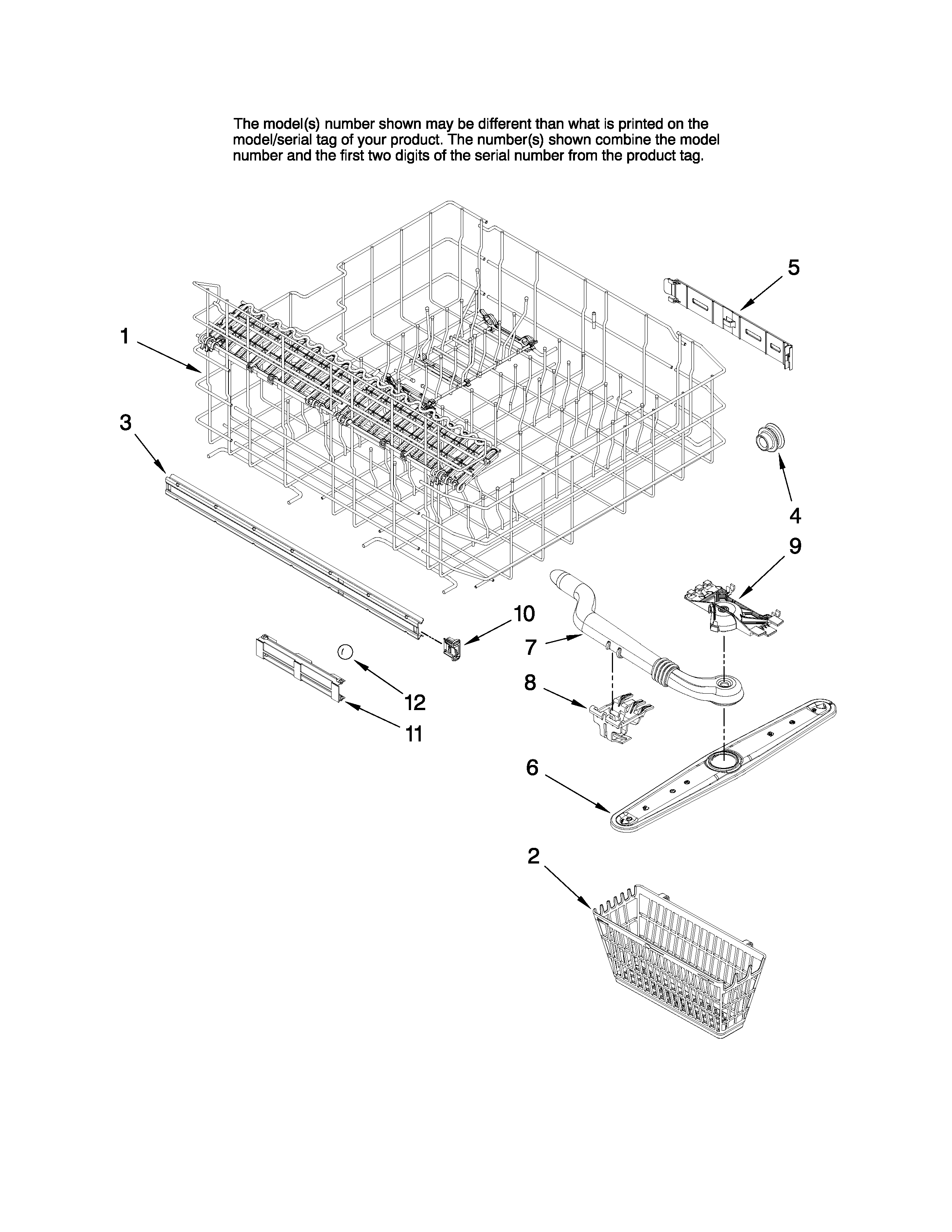 Maytag MDB7851AWB10 upper rack parts diagram