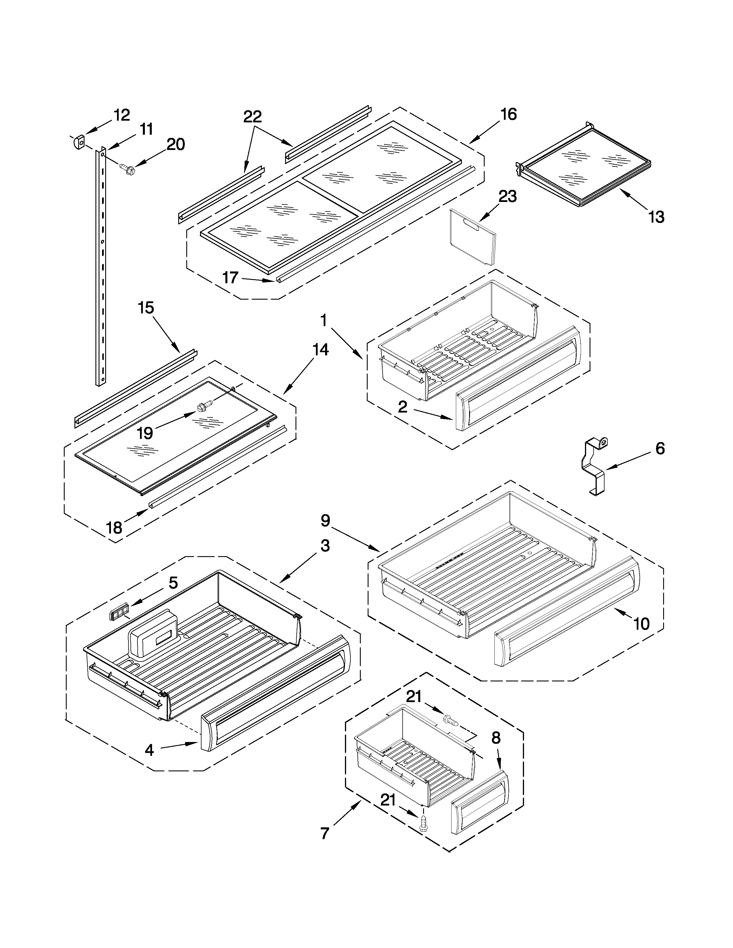 Jenn-Air JB36NXFXRW00 shelf parts diagram