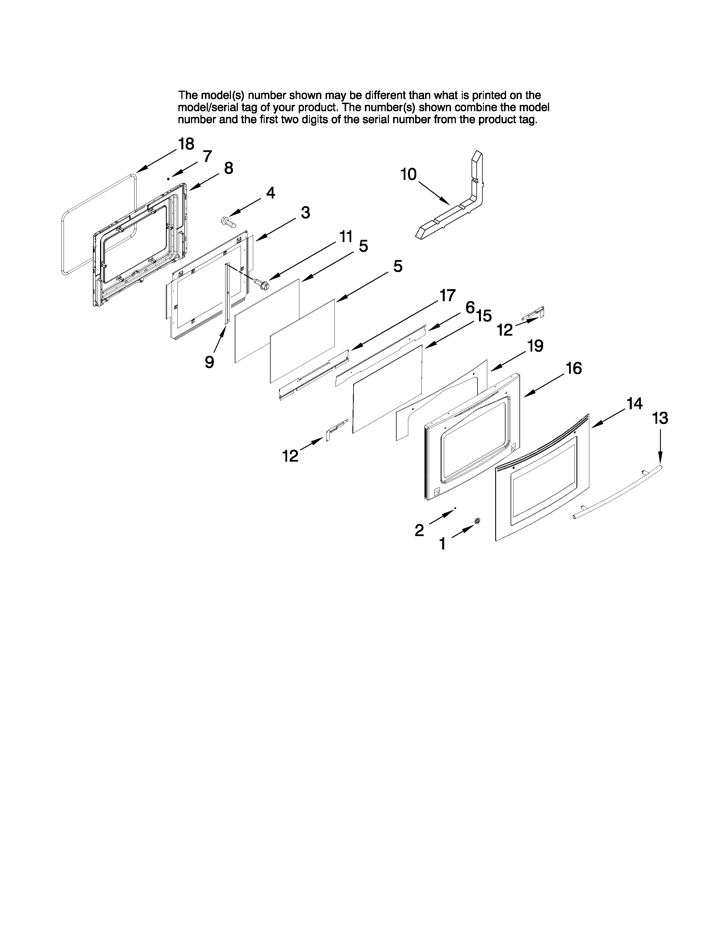 Jenn-Air JES8750BAS17 door parts diagram