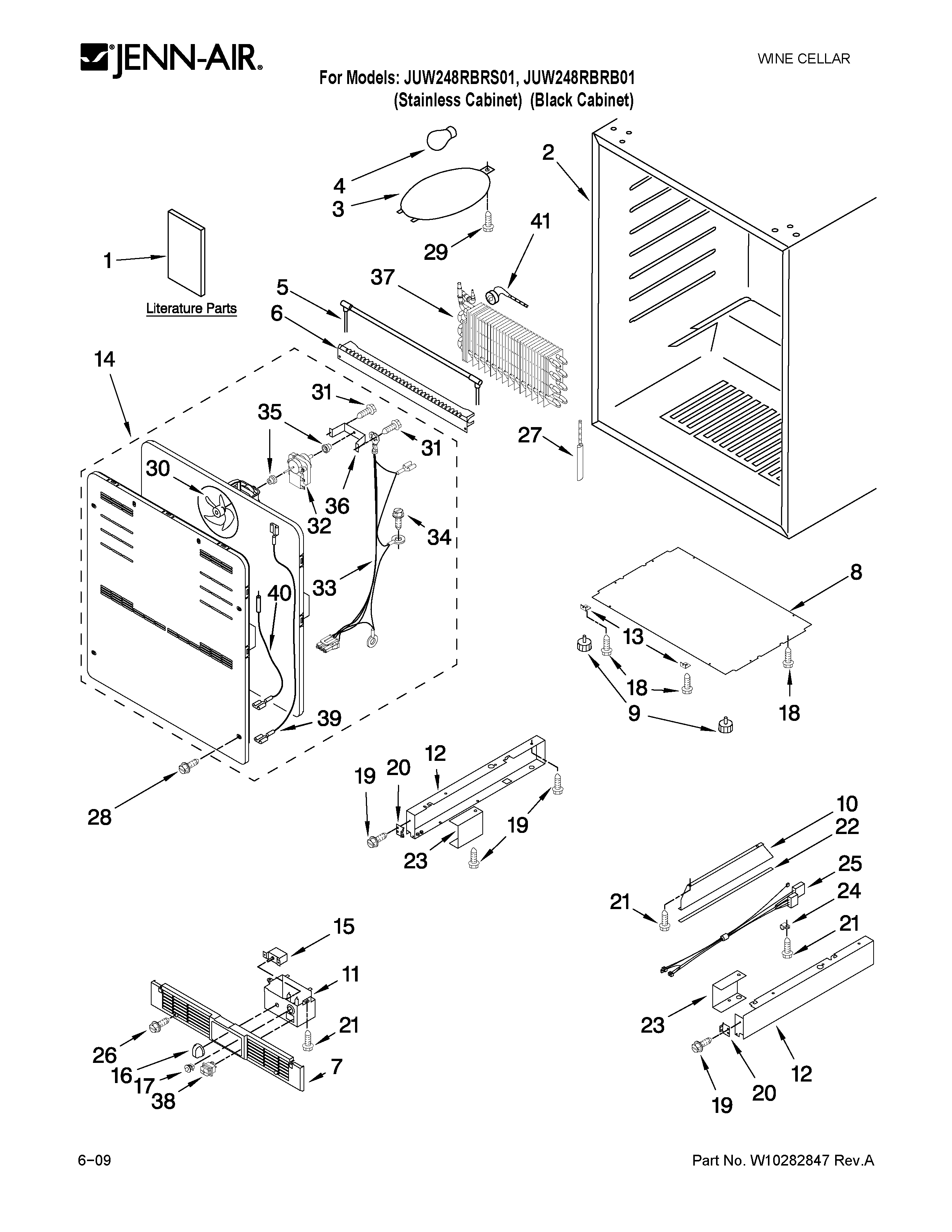 Jenn-Air JUW248RBRS01 cabinet parts diagram