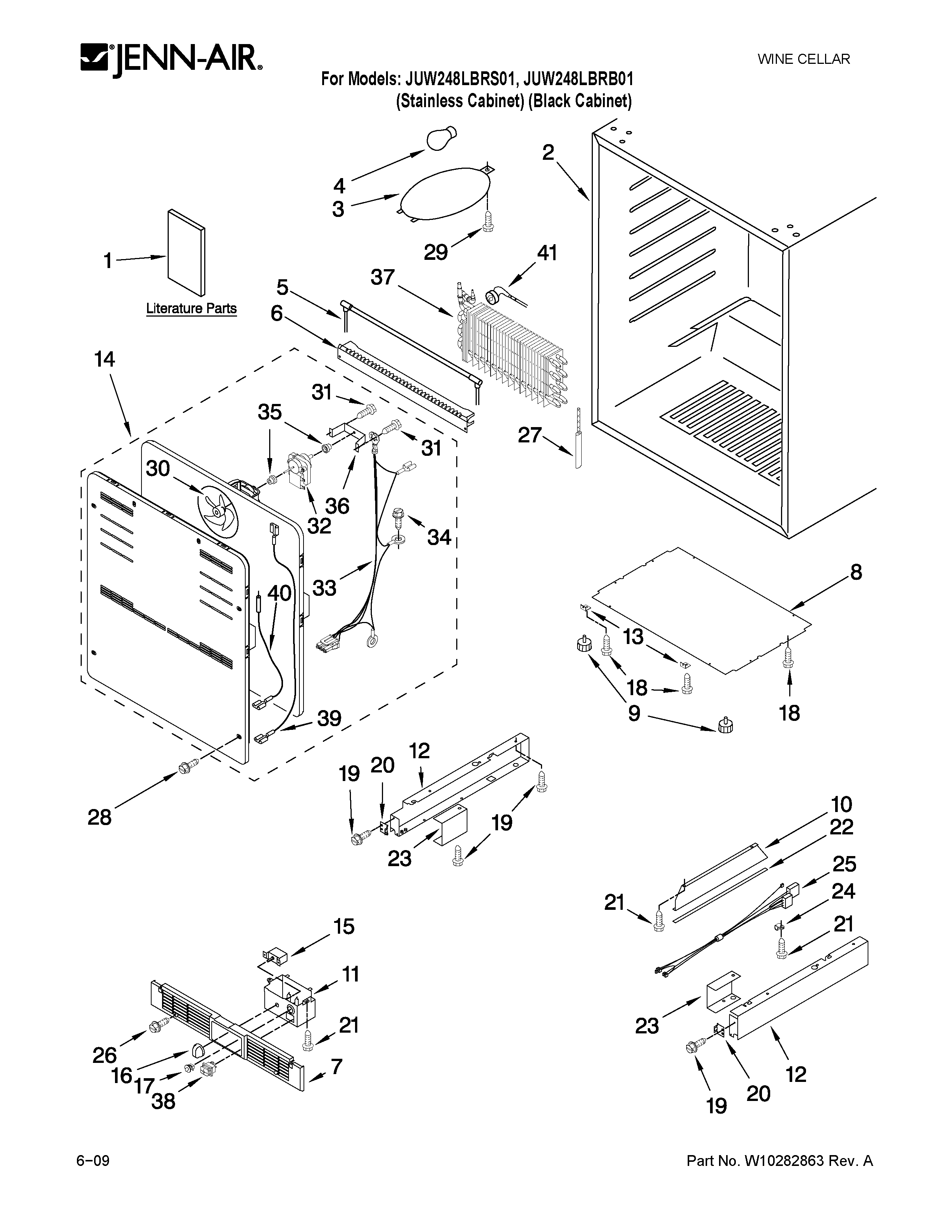 Jenn-Air JUW248LBRB01 cabinet parts diagram