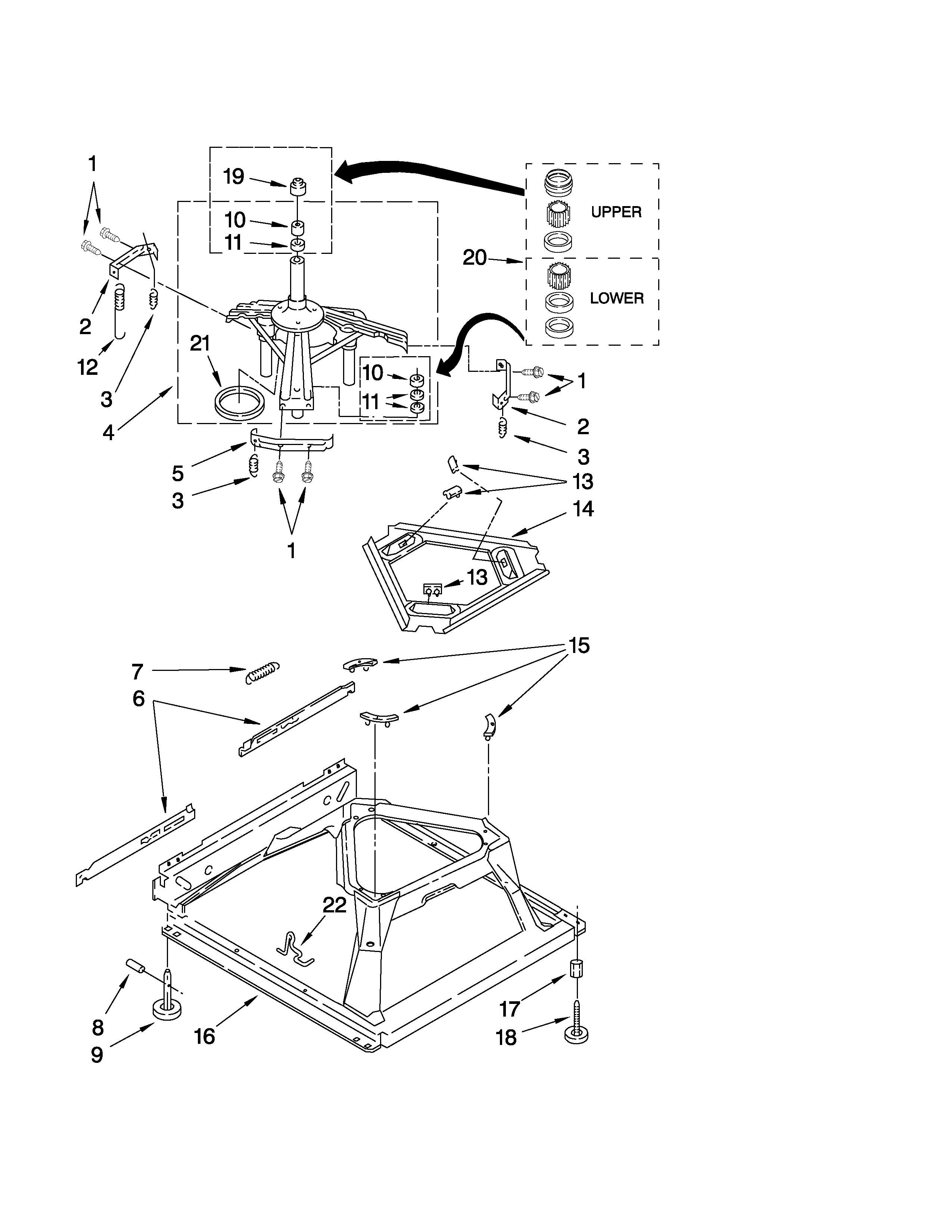 Whirlpool 3RLSQ8033SW2 machine base parts diagram