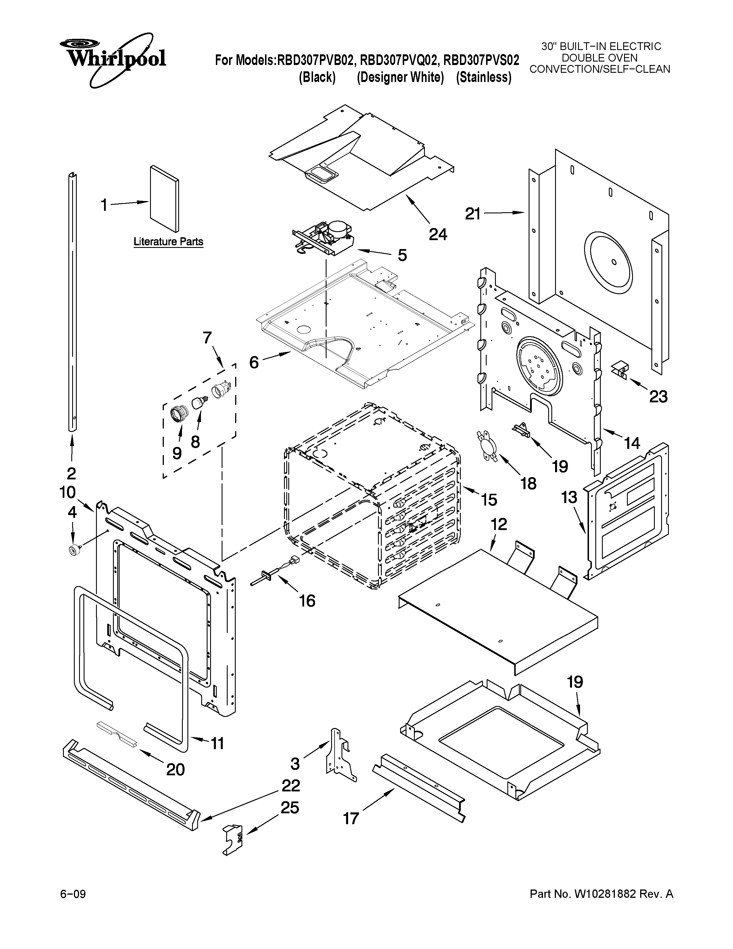 Whirlpool RBD307PVB02 lower oven parts diagram