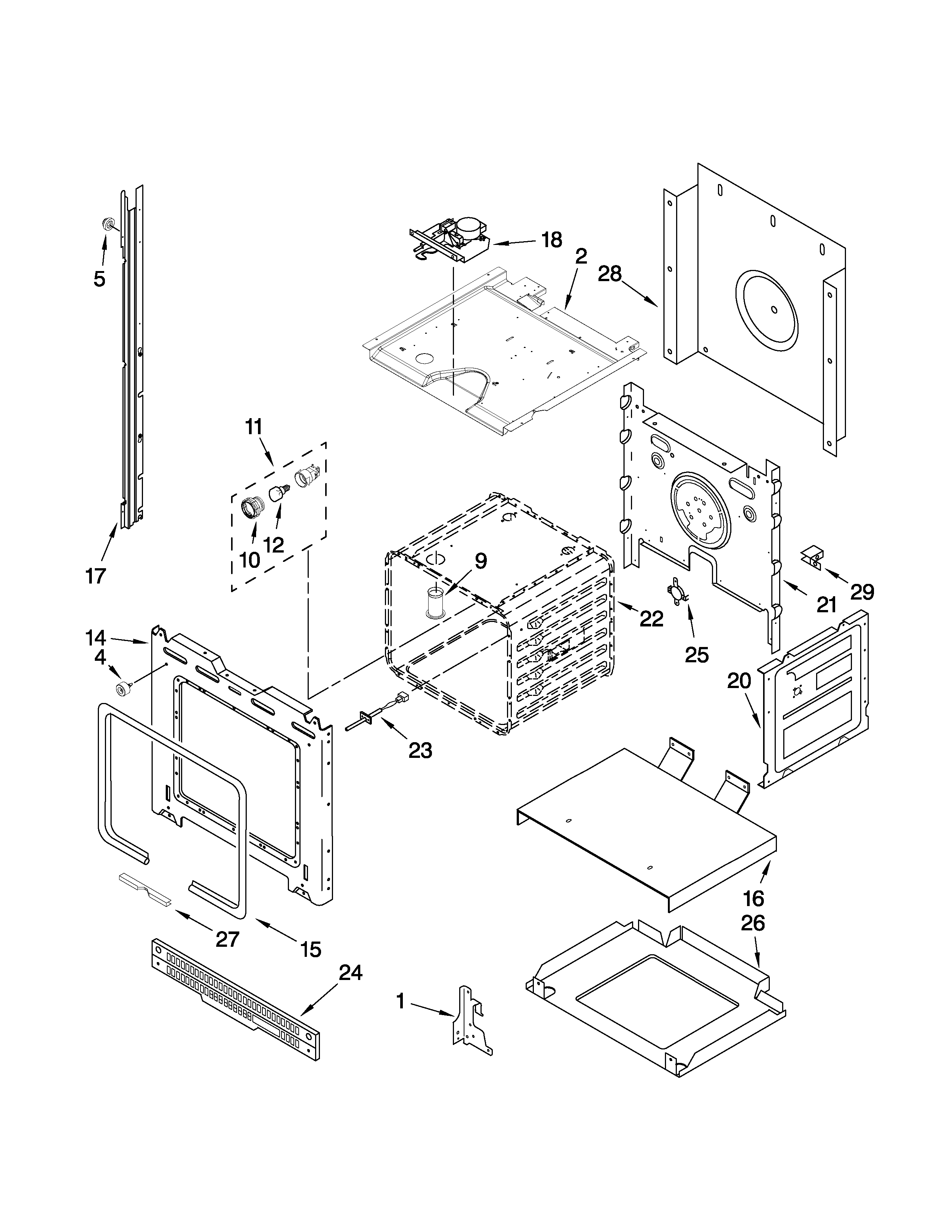 Whirlpool RBD307PVB02 upper oven parts diagram