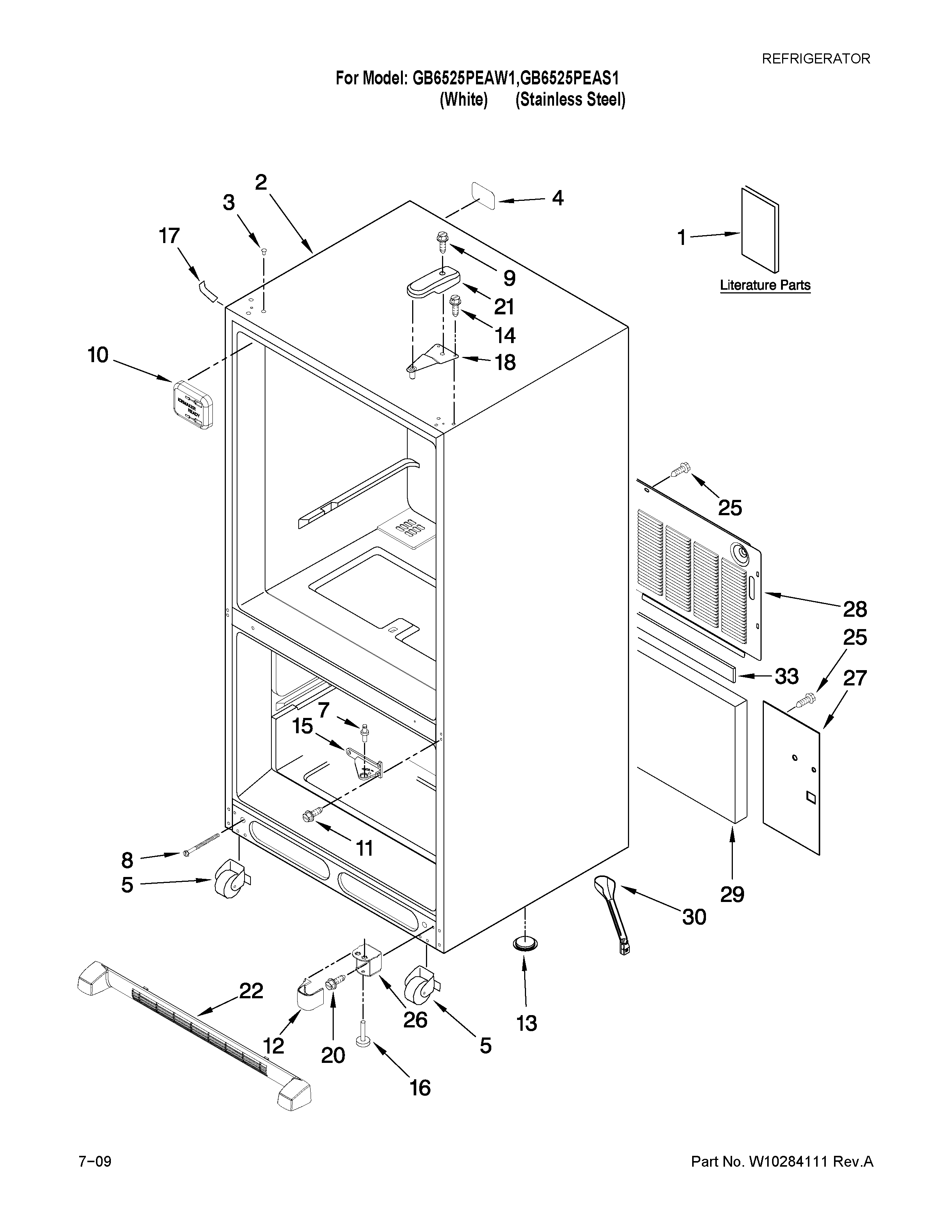 Maytag GB6525PEAS1 cabinet parts diagram