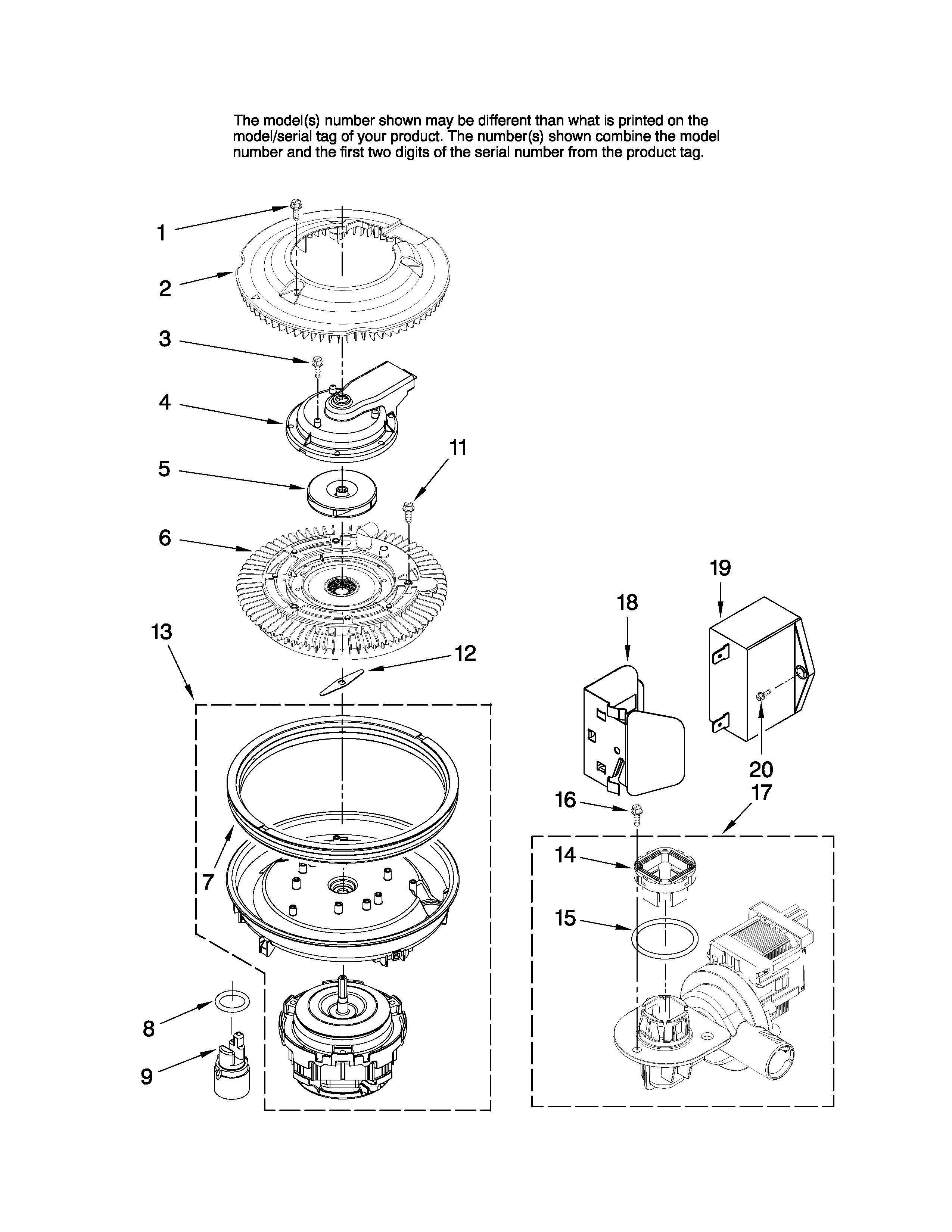 Maytag MDB6701AWQ1 pump and motor parts diagram