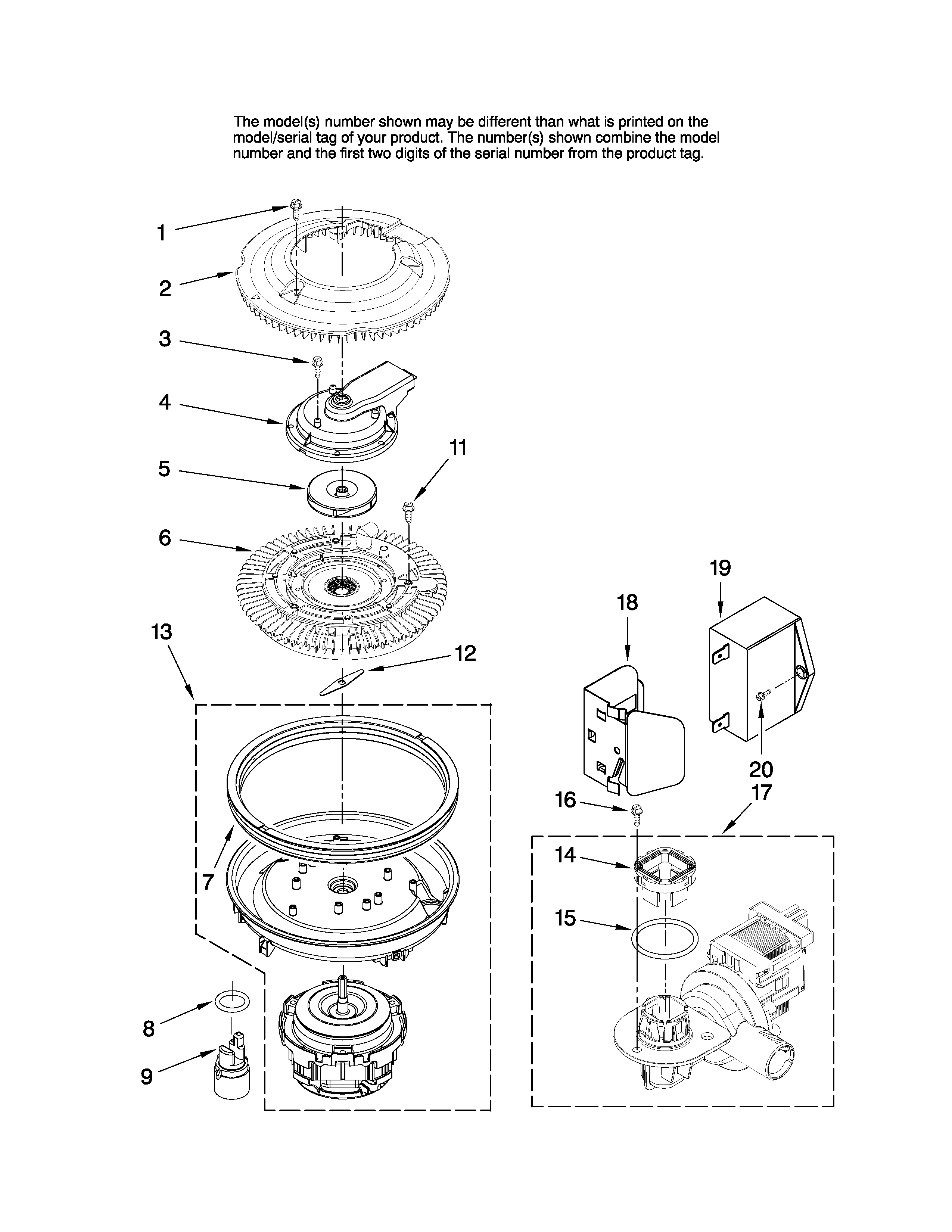 Maytag MDB6701AWW2 pump and motor parts diagram