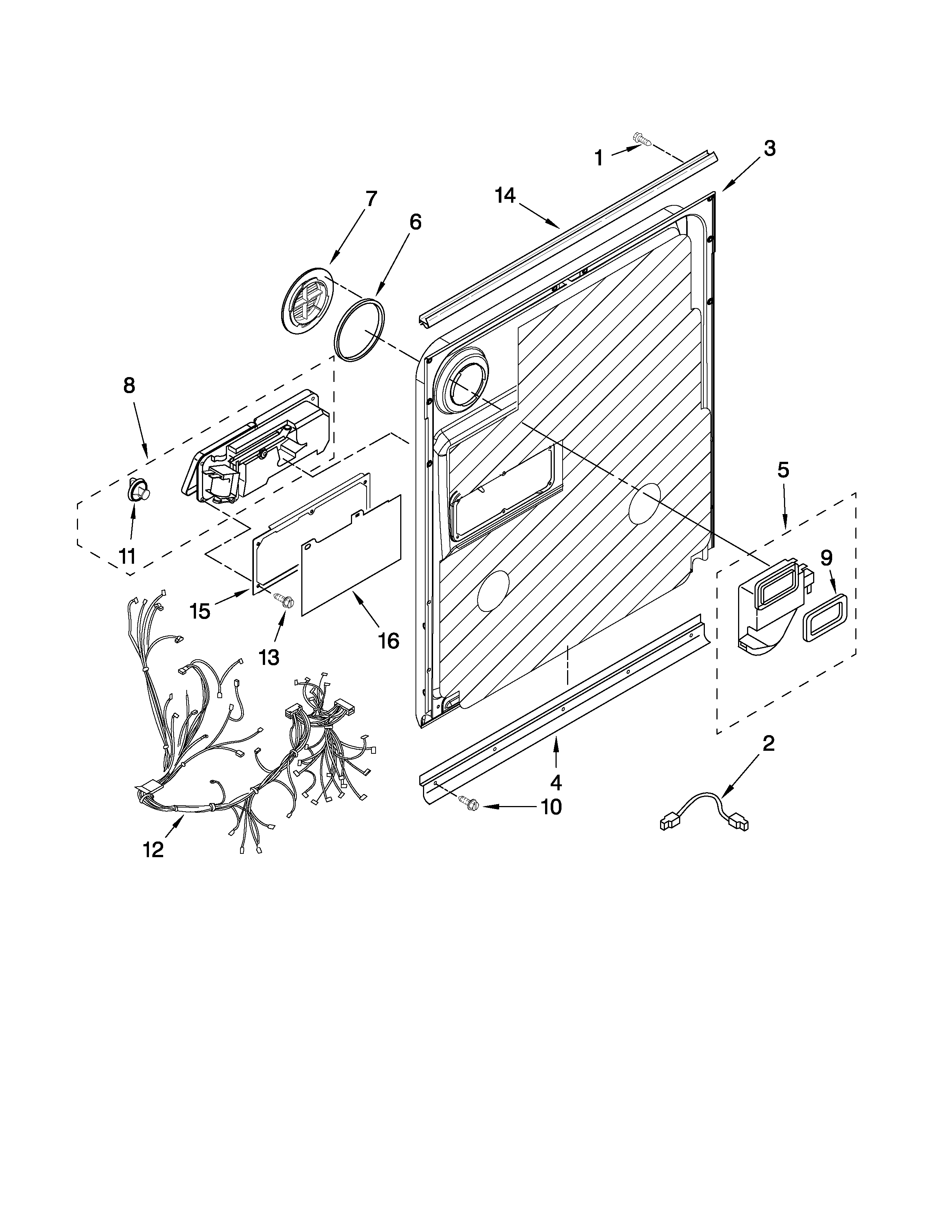 Maytag MDB6709AWB0 door and latch parts diagram