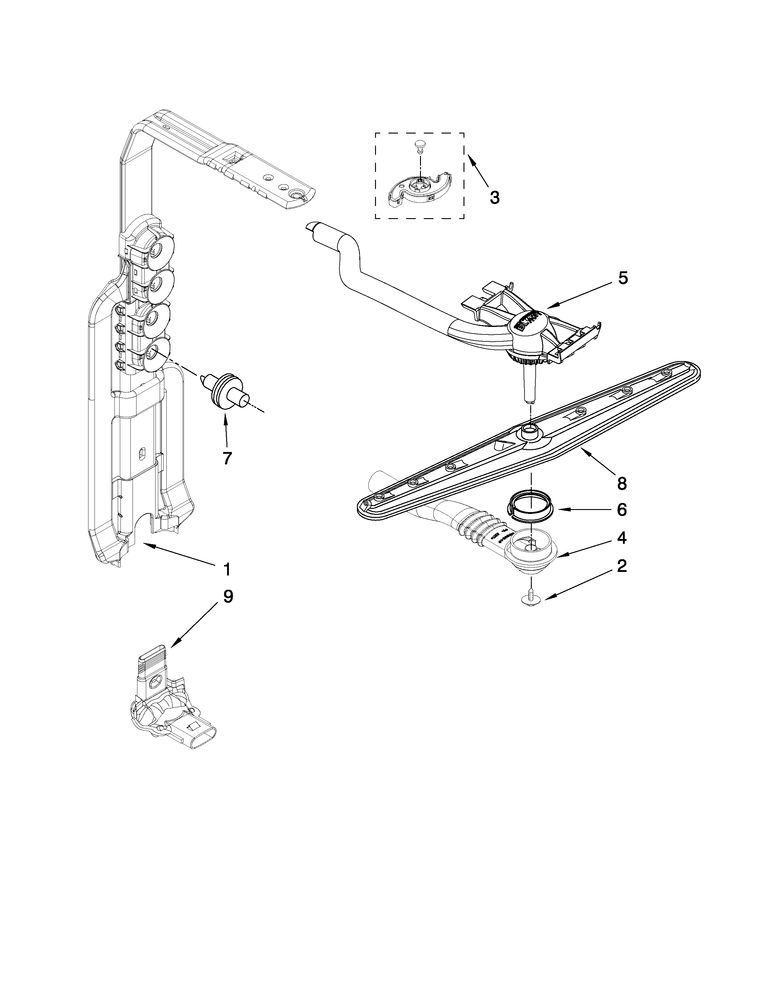 Maytag MDB6709AWB0 upper wash and rinse parts diagram