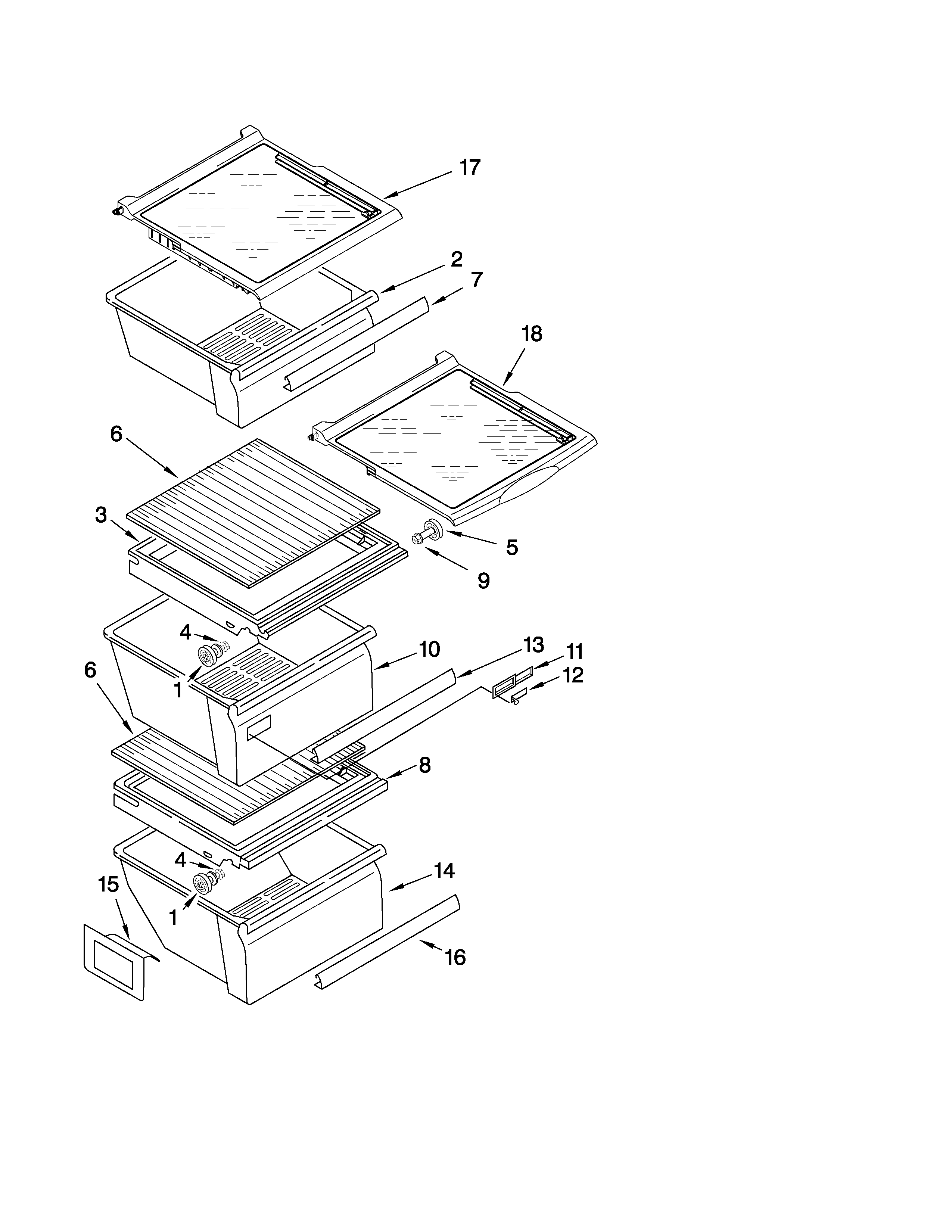 Maytag MSB2554AEW01 refrigerator shelf parts diagram