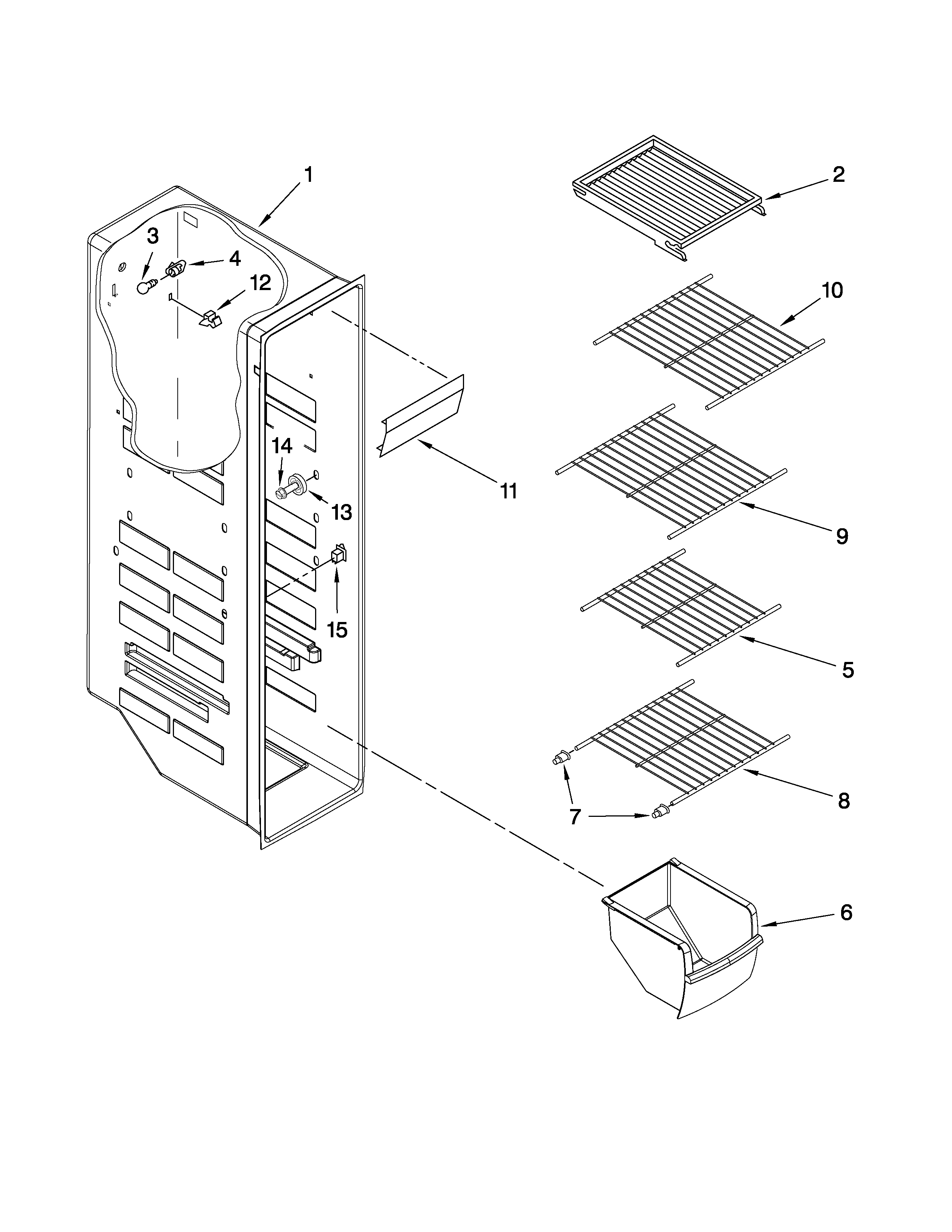 Maytag MSB2554AEW01 freezer liner parts diagram