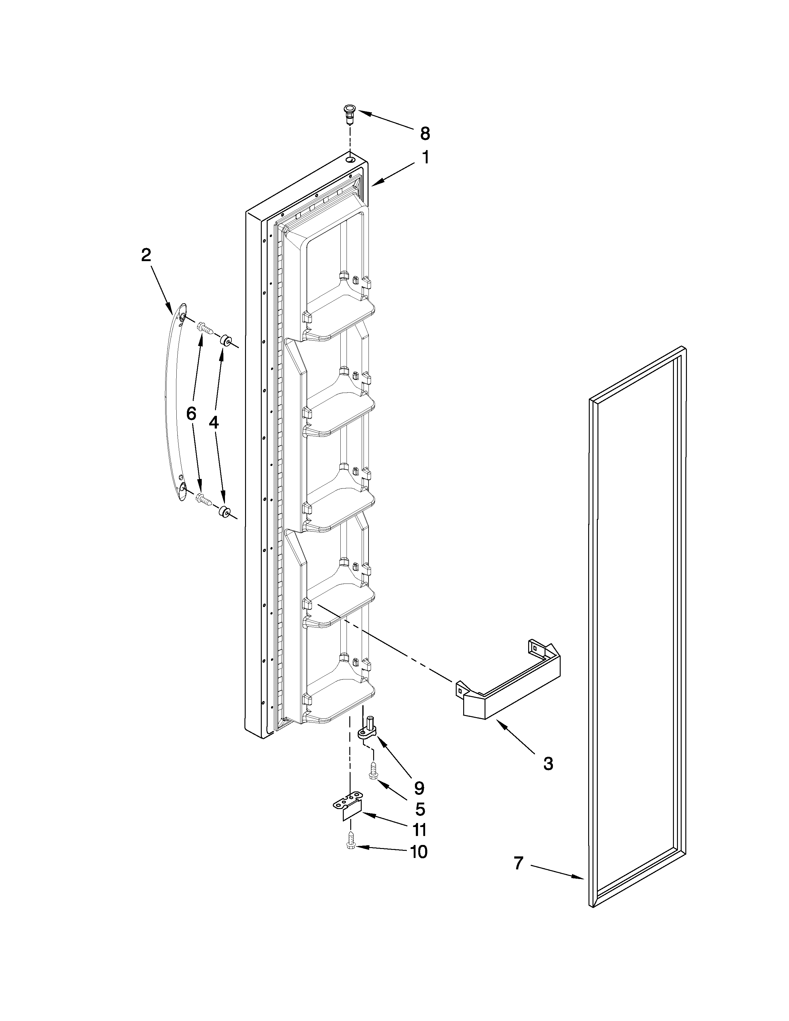 Maytag MSB2554AEW01 freezer door parts diagram