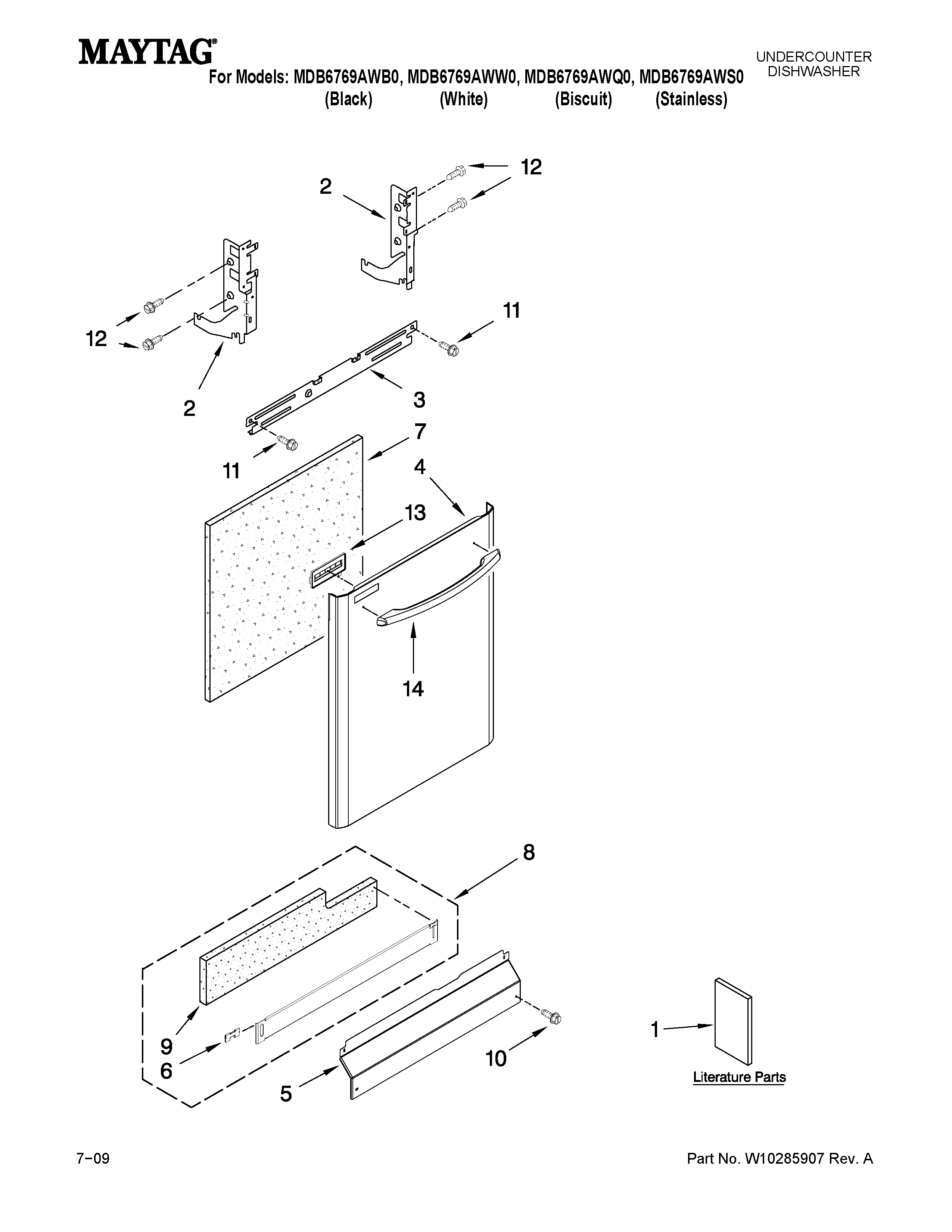 Maytag MDB6769AWB0 door and panel parts diagram