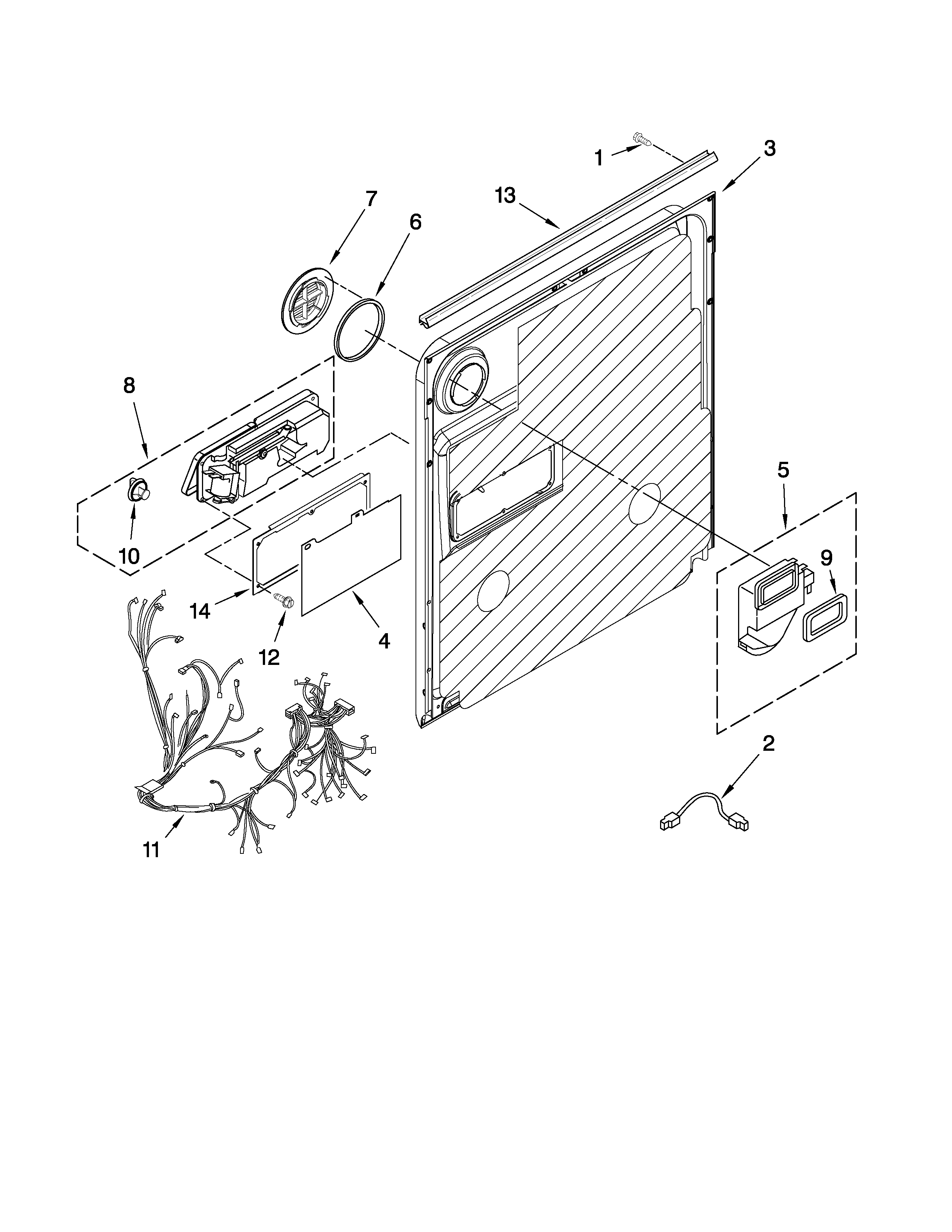Maytag MDB6769AWB0 door and latch parts diagram