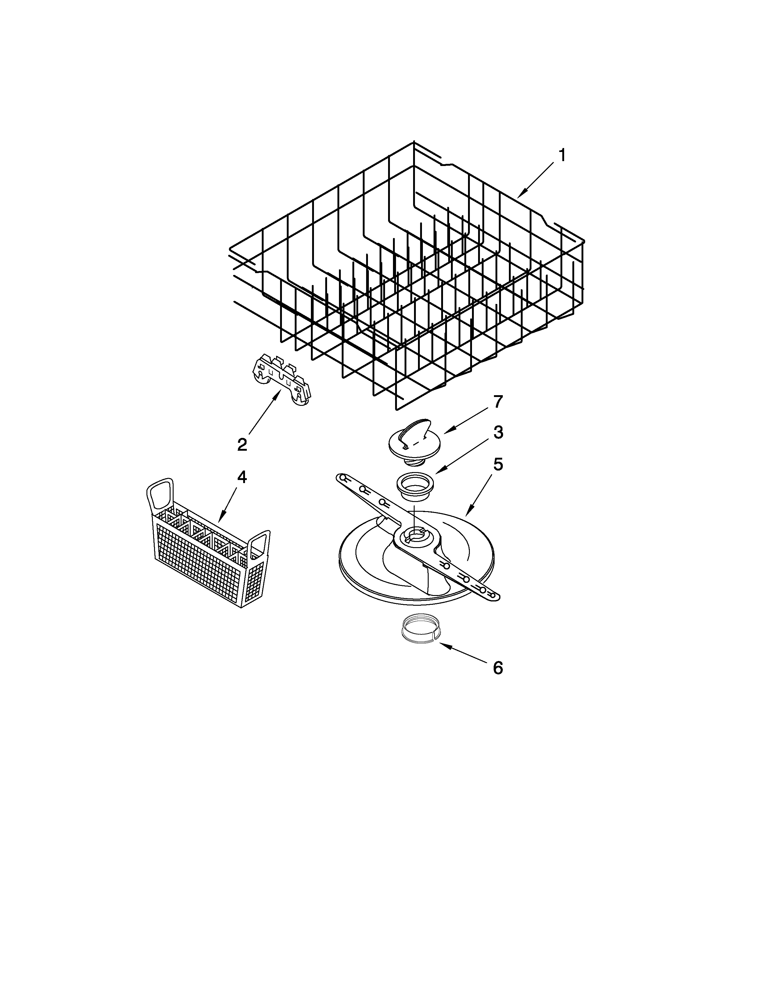 Estate TUD6710WQ0 lower dishrack parts diagram