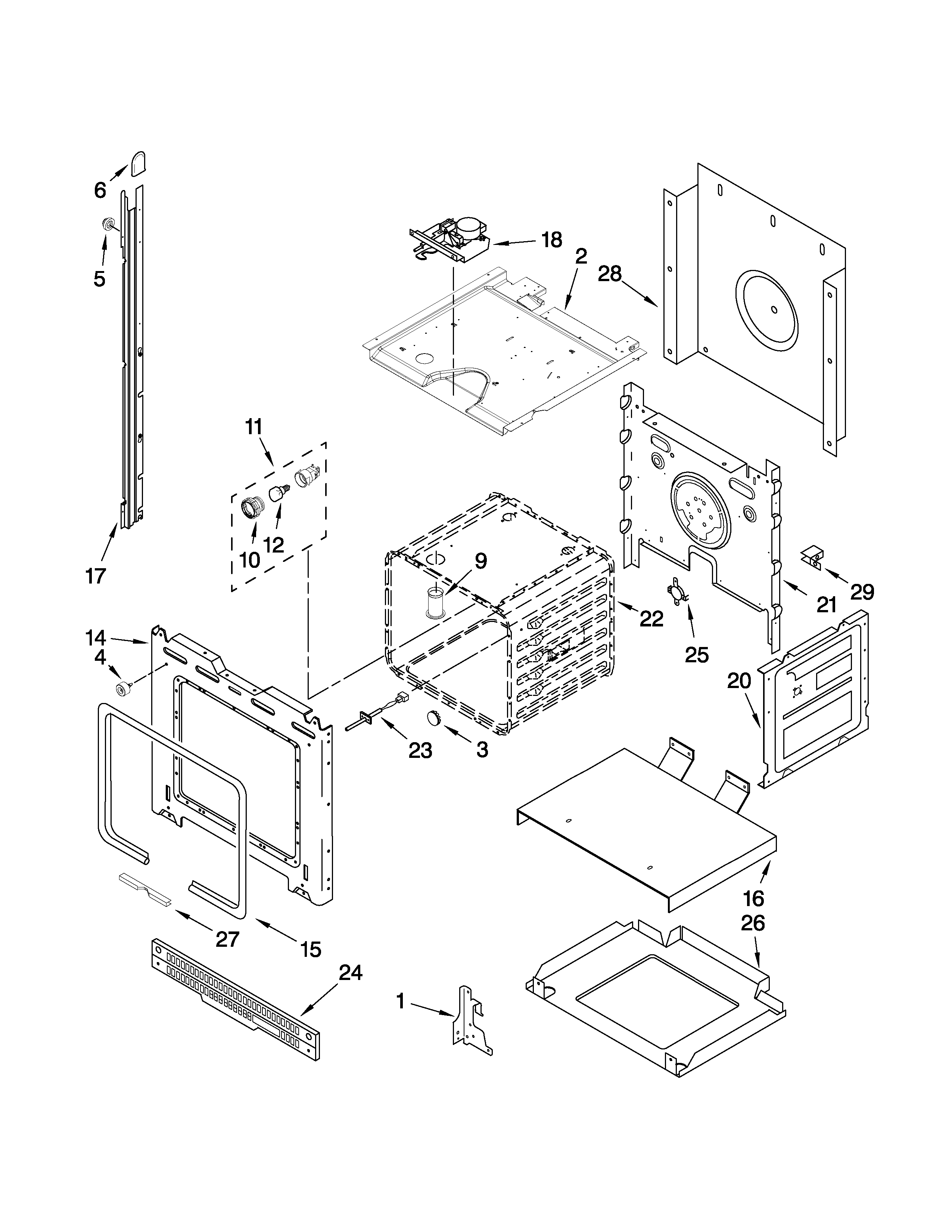 Whirlpool GBD309PVQ02 upper oven parts diagram