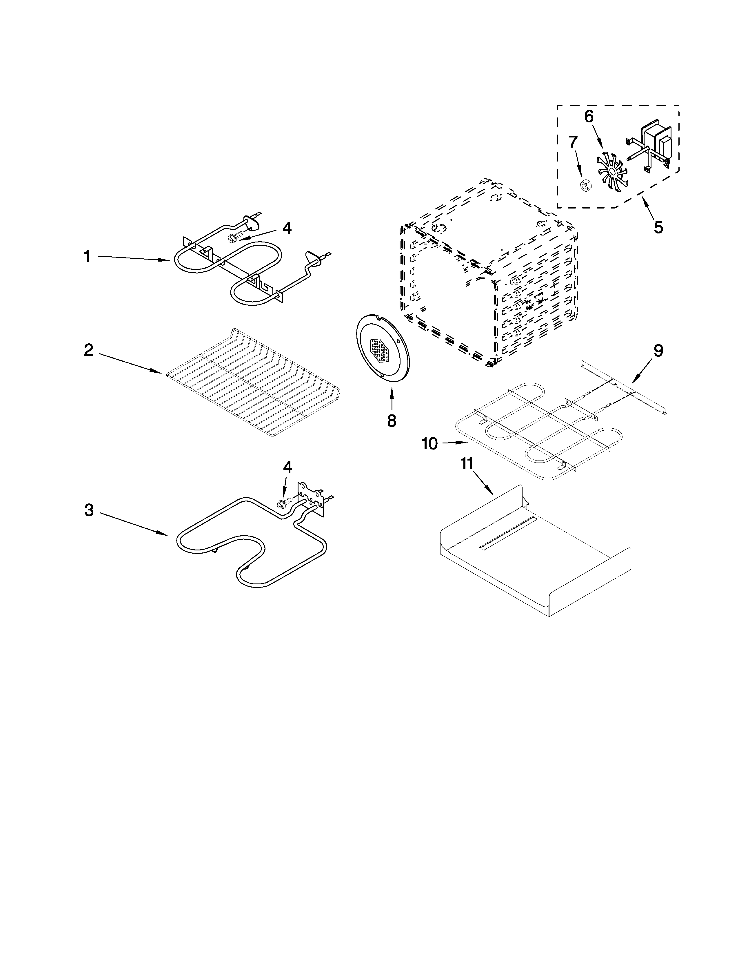 Whirlpool GBD309PVQ02 internal oven parts diagram