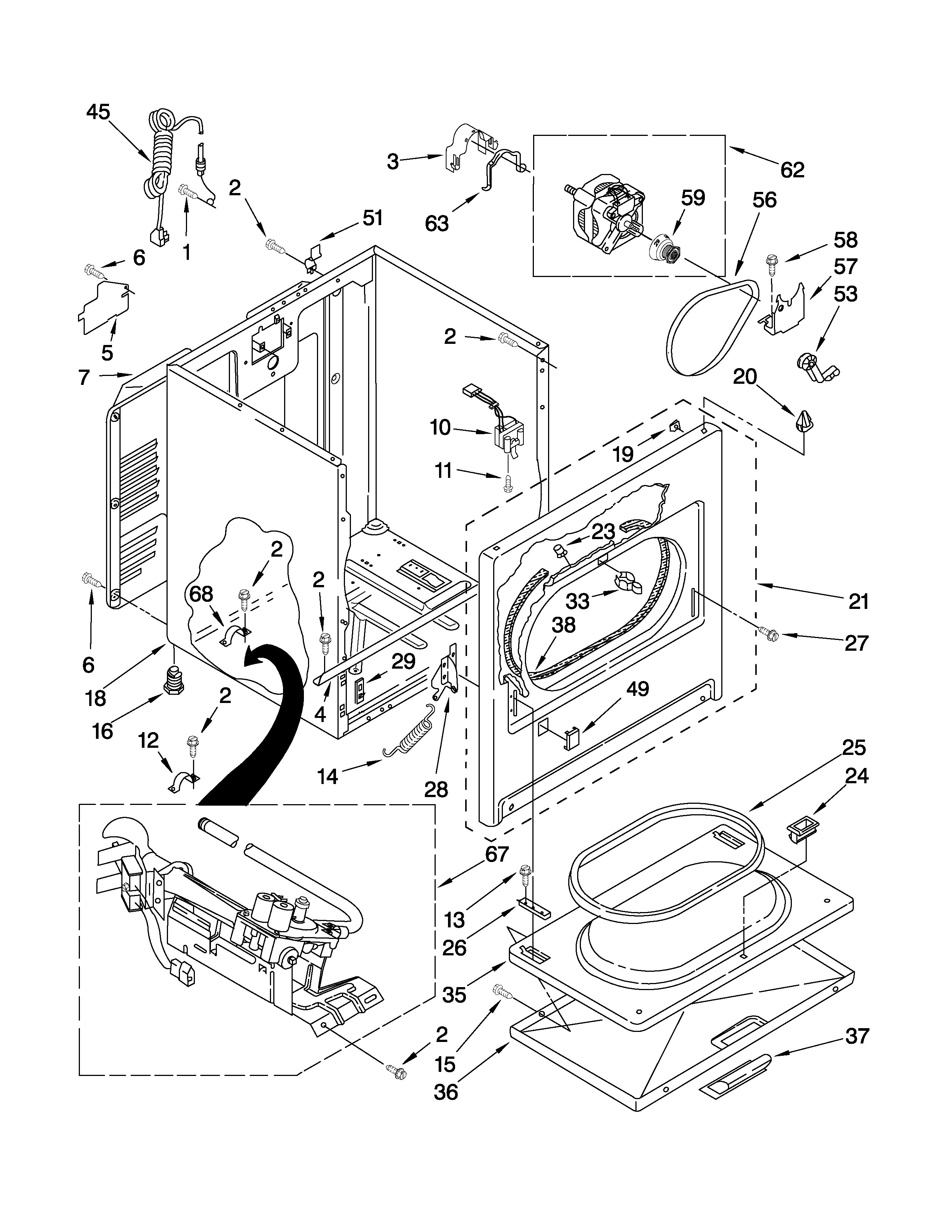 Whirlpool 7MWG66700ST1 cabinet parts diagram