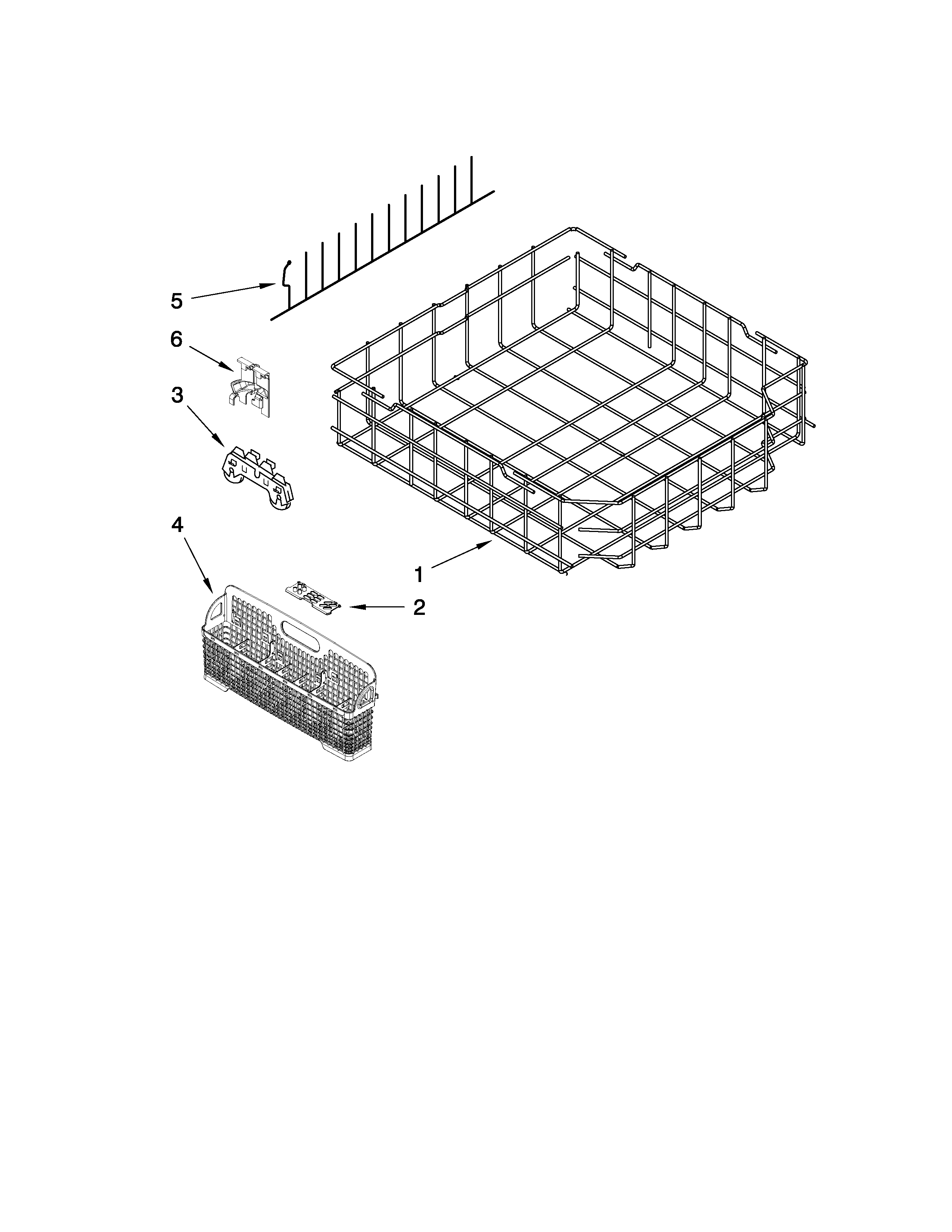 KitchenAid KUDC20CVWH2 lower rack p diagram