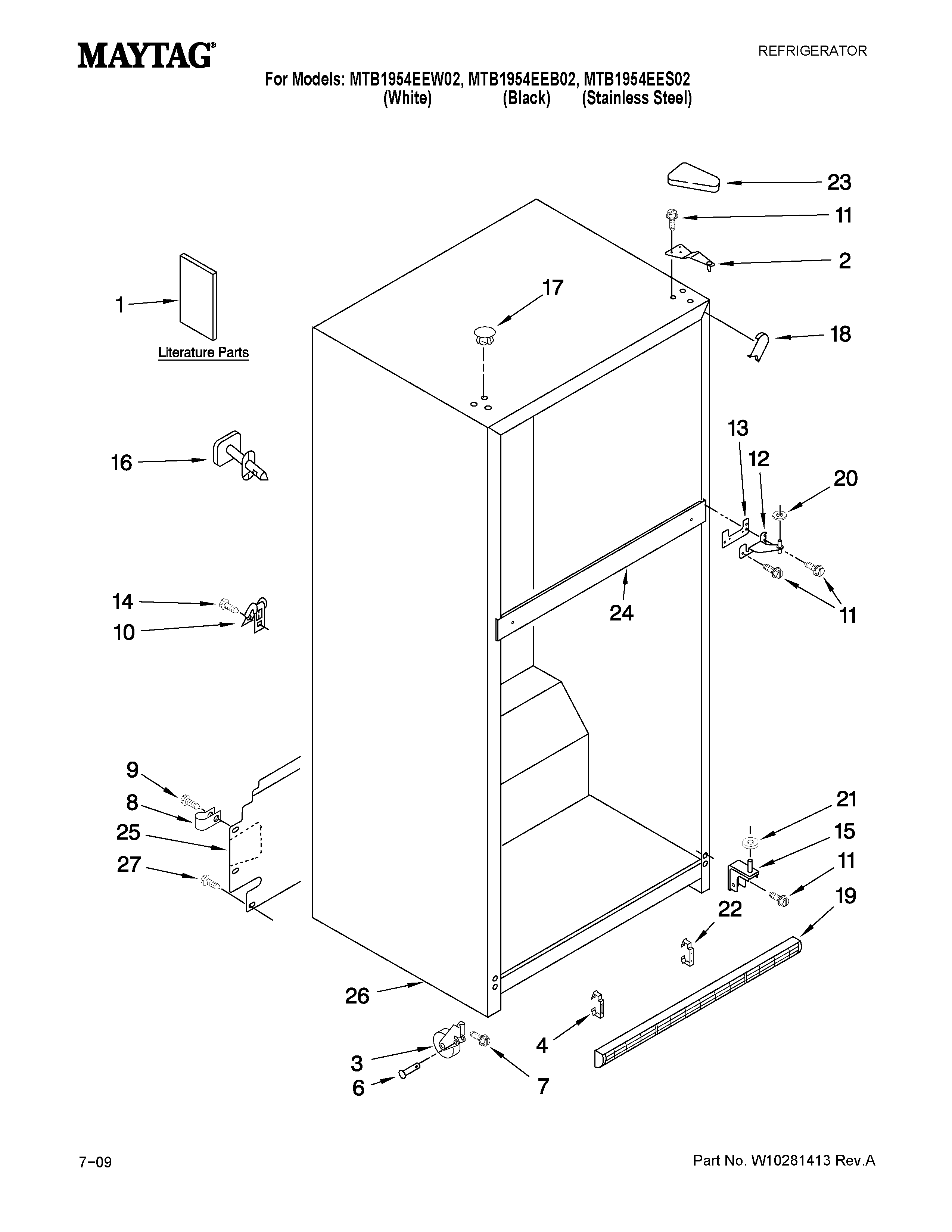 Maytag MTB1954EES02 cabinet parts diagram