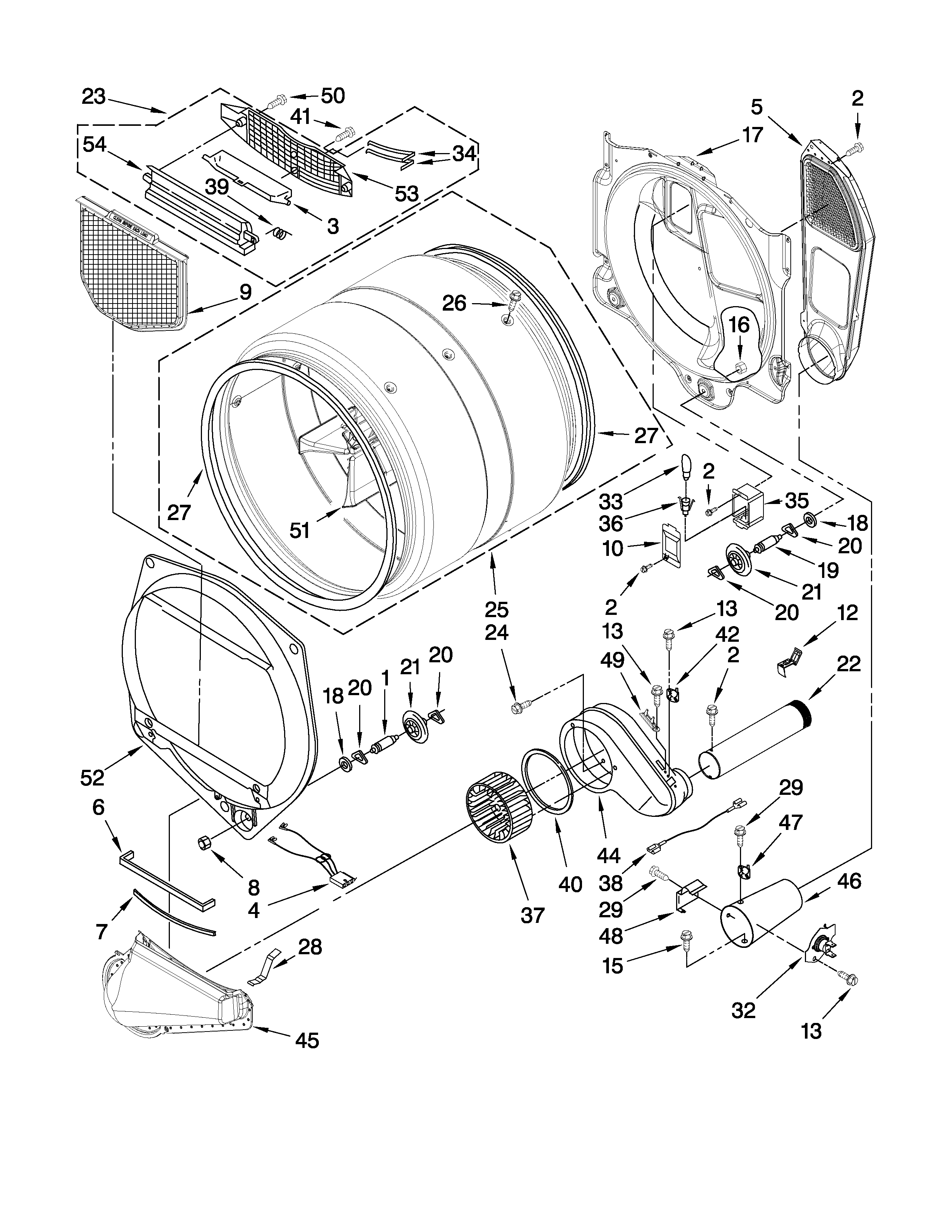 Amana NGD7500VW1 bulkhead parts diagram