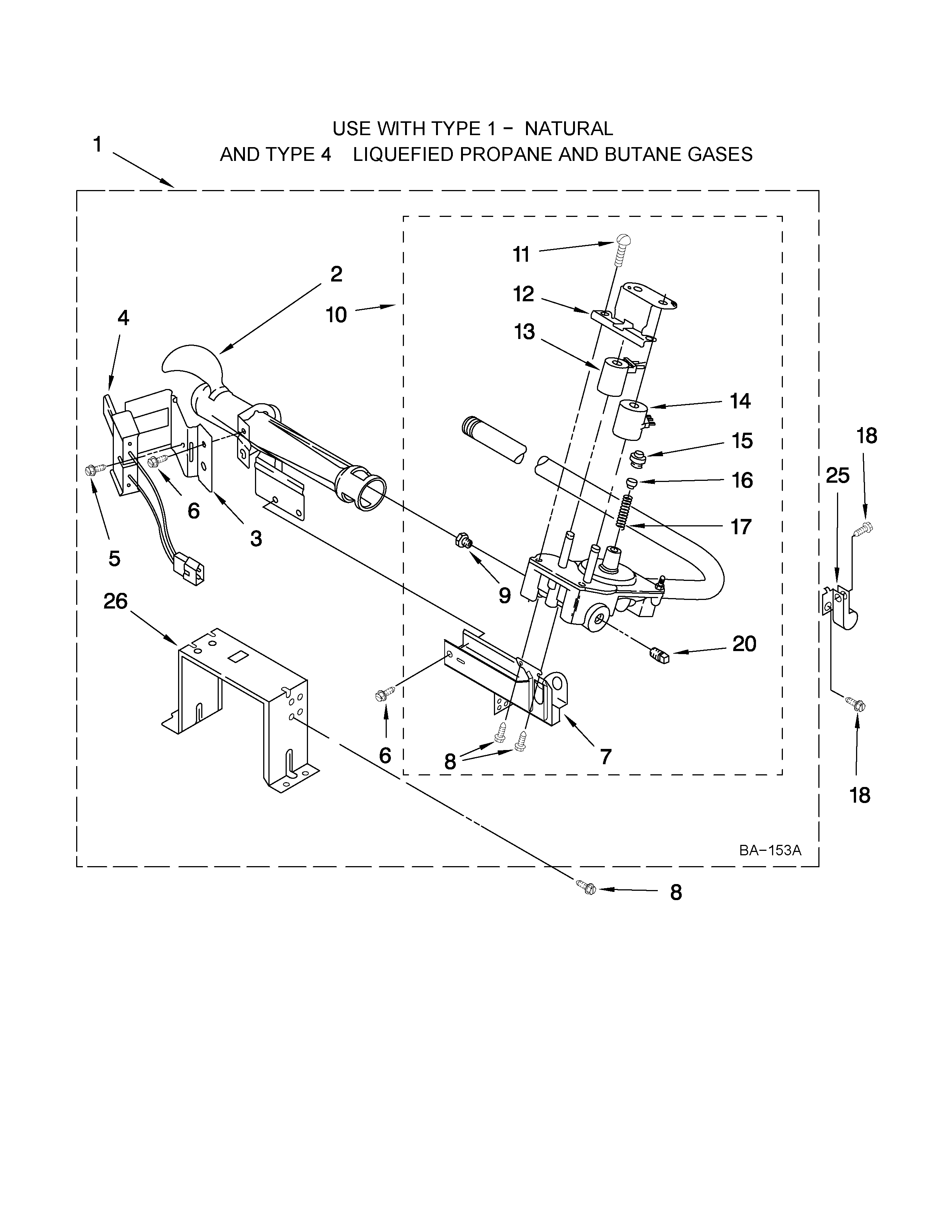 Amana NGD7500VW1 8576353 burner assembly diagram