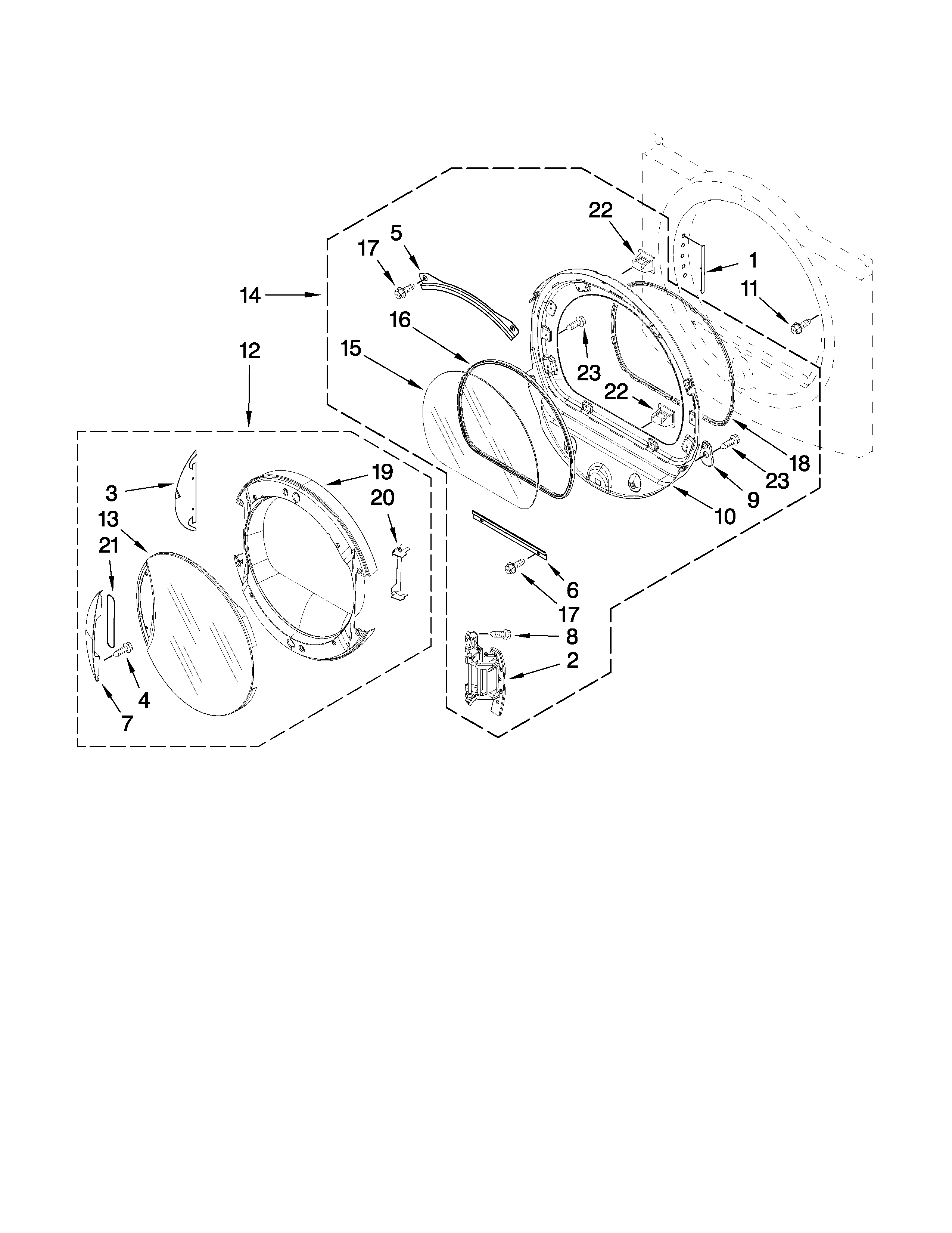 Amana NGD7500VW1 door parts diagram
