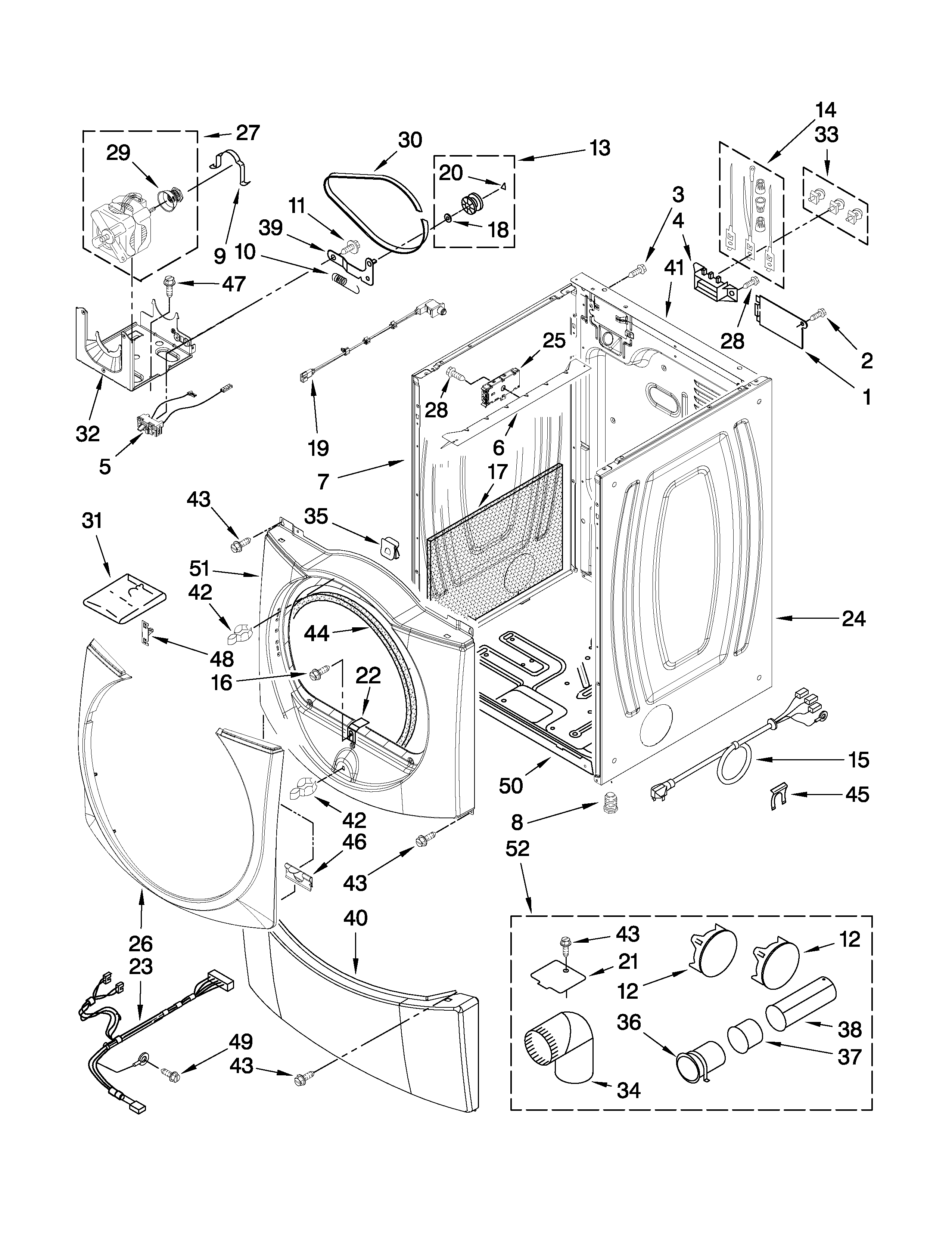 Maytag YMEDE500VW1 cabinet parts diagram