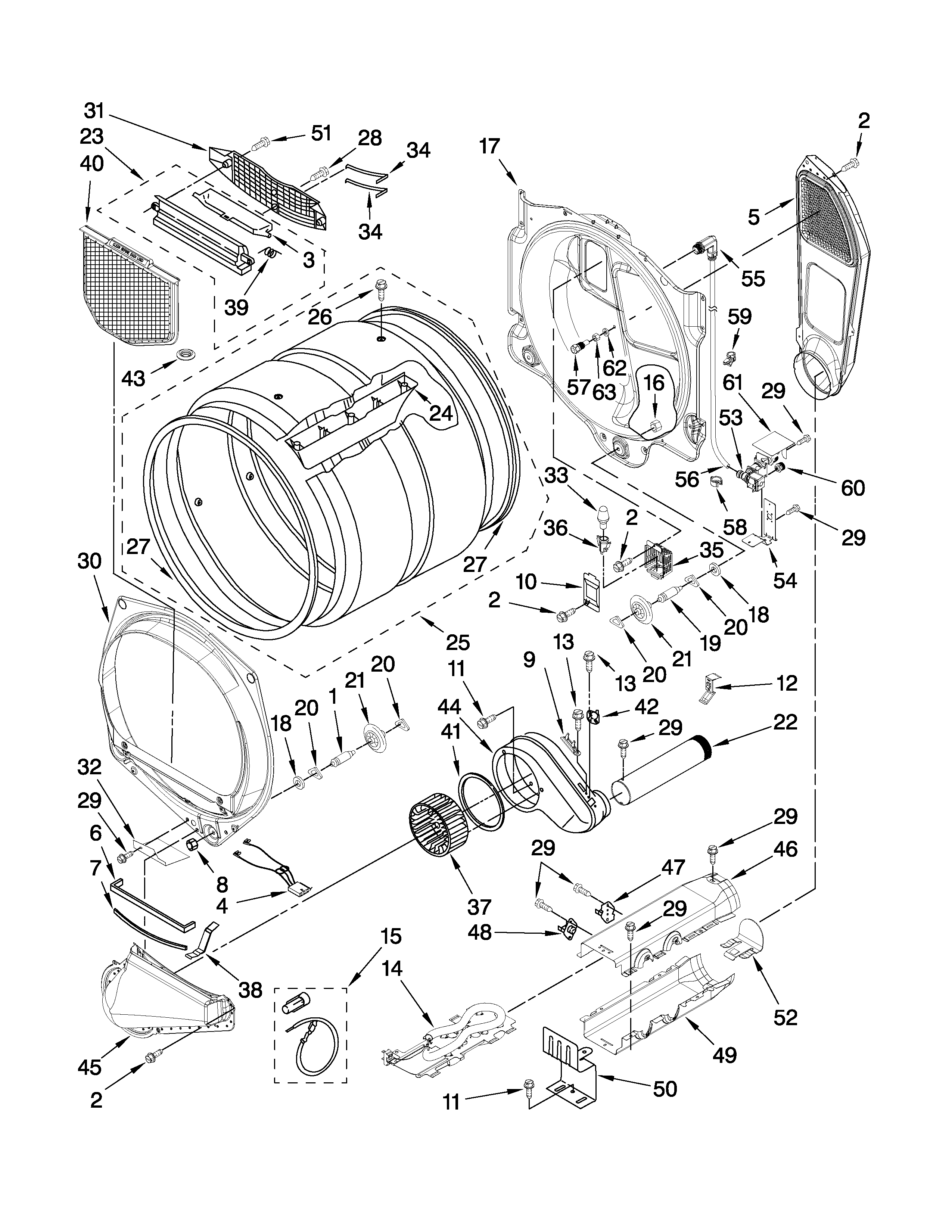 Maytag YMEDE500VW1 bulkhead parts diagram