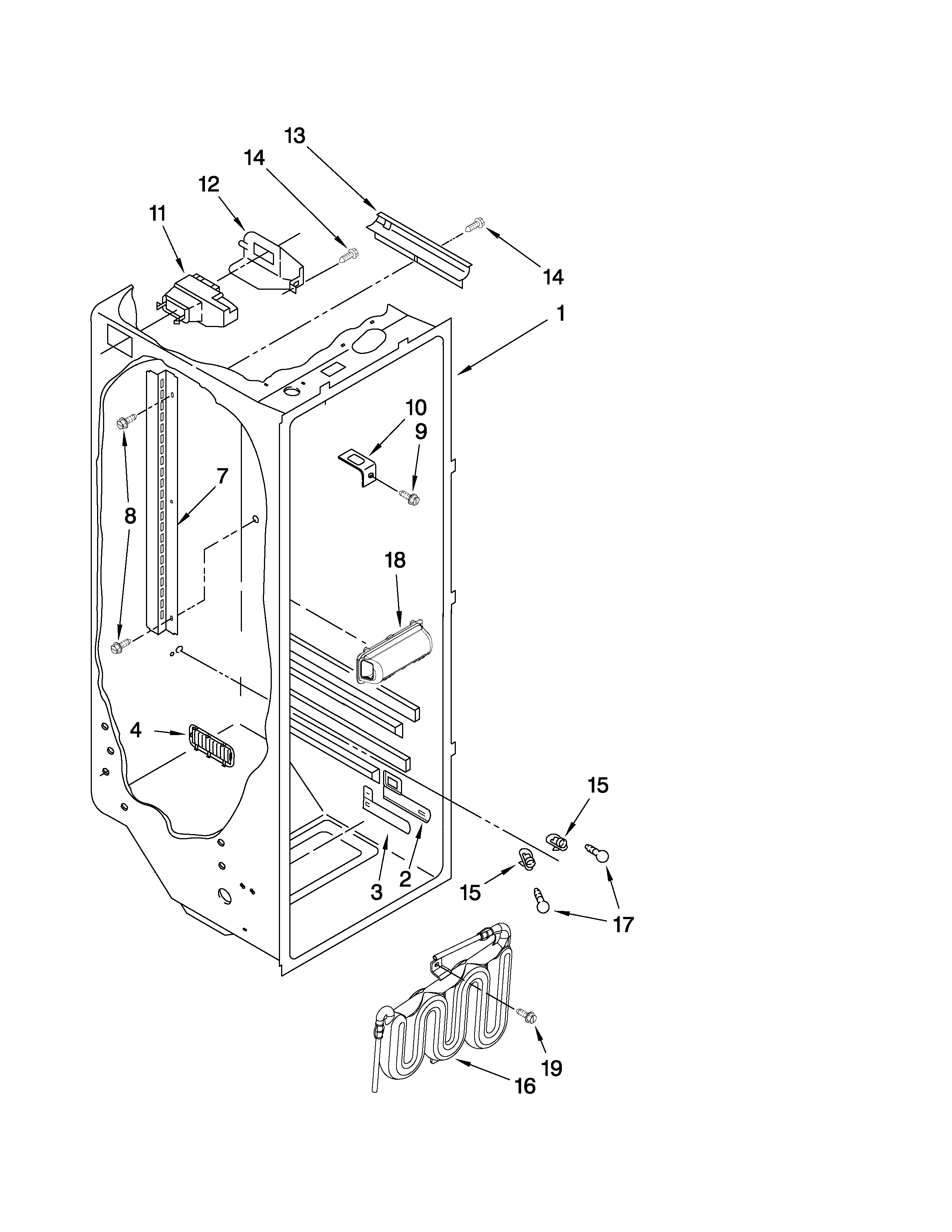 Estate TS25AFXKS07 refrigerator liner parts diagram