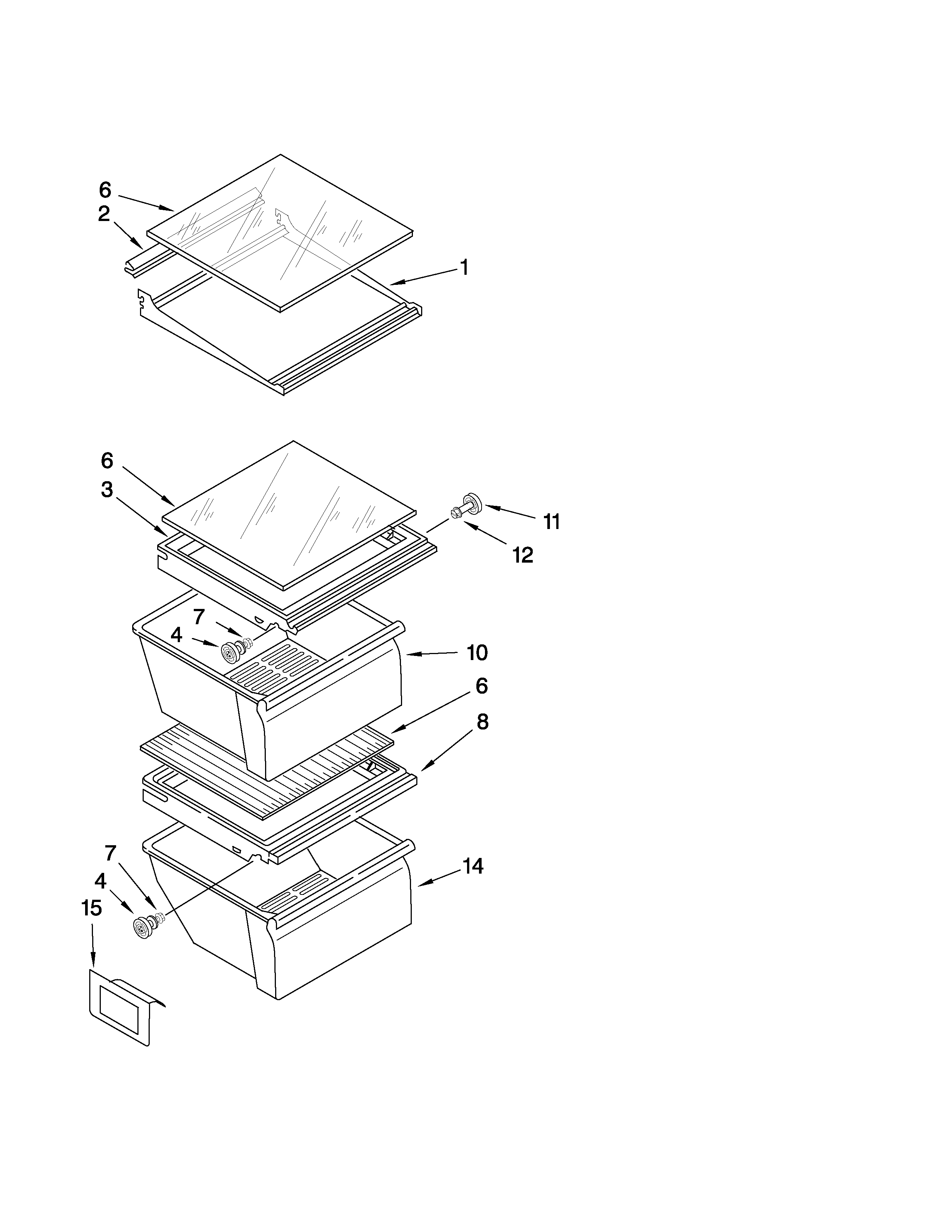 Estate TS25AFXKS07 refrigerator shelf parts diagram