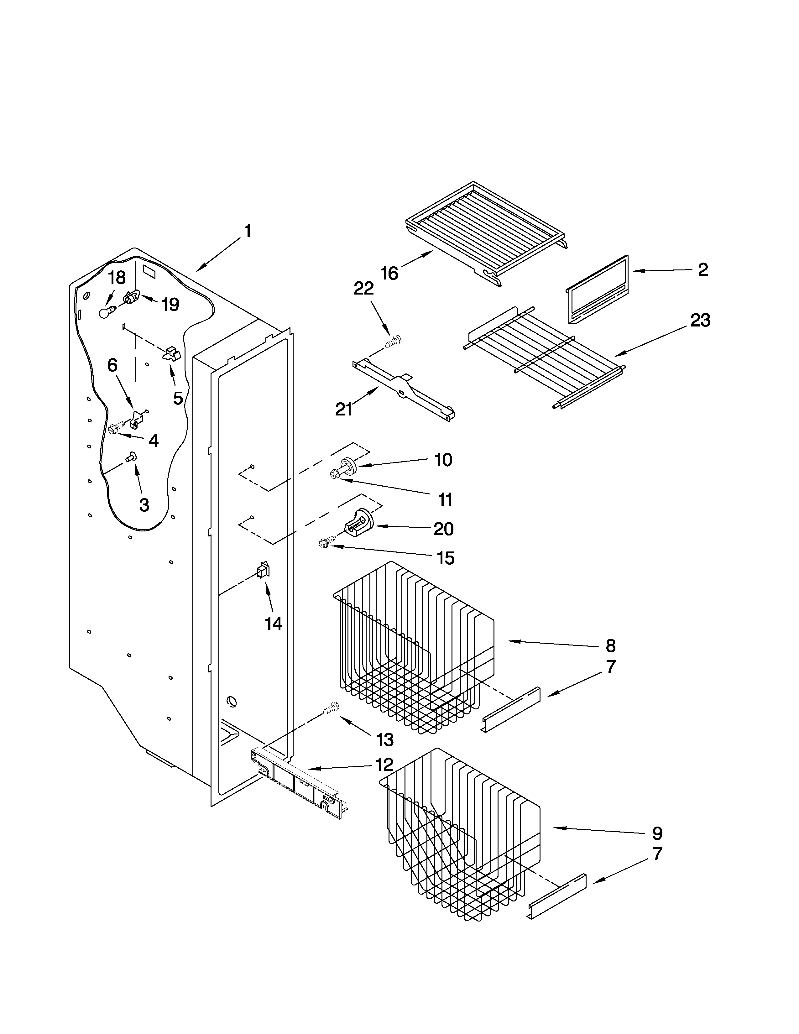Estate TS25AFXKS07 freezer liner parts diagram