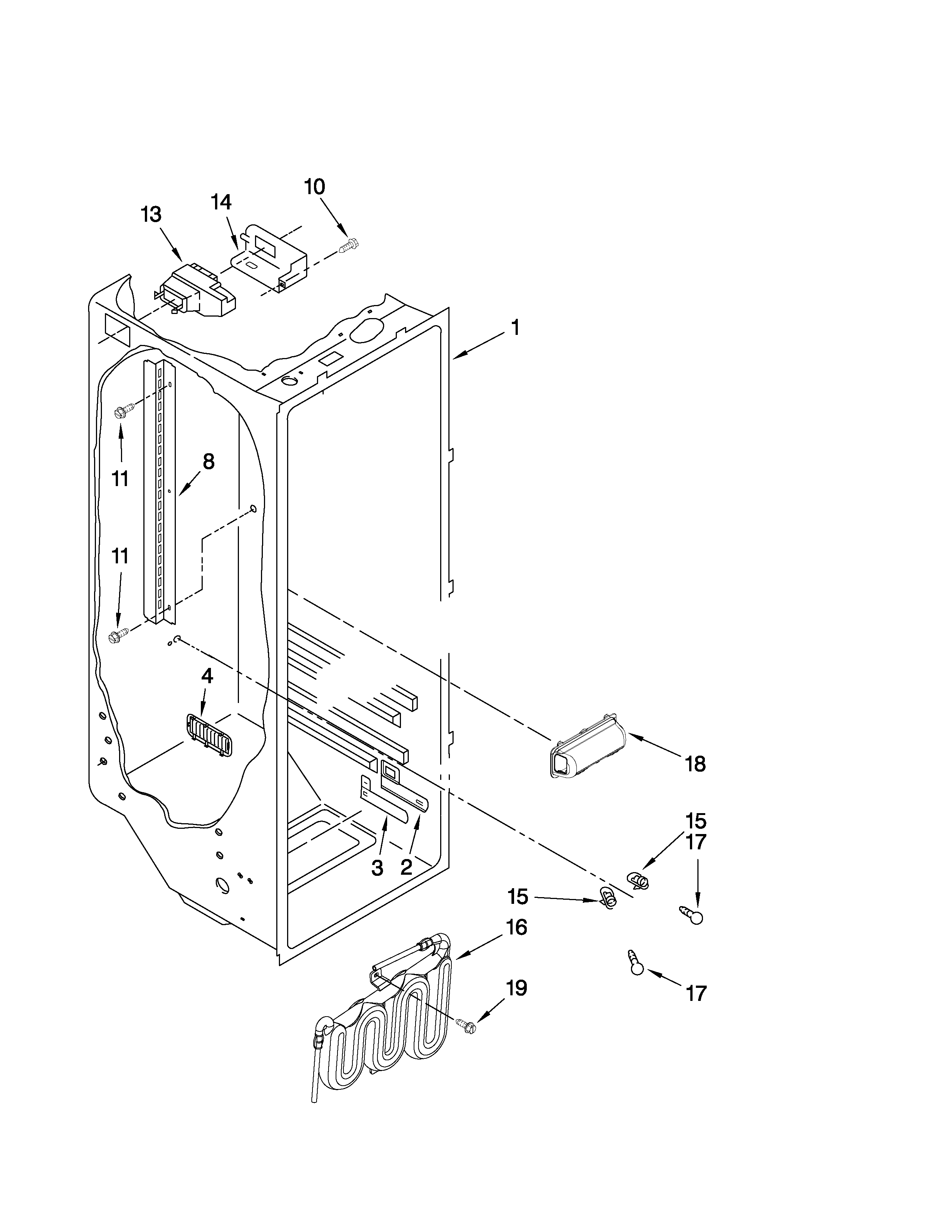 KitchenAid KSRK25FVWH03 refrigerator liner parts diagram